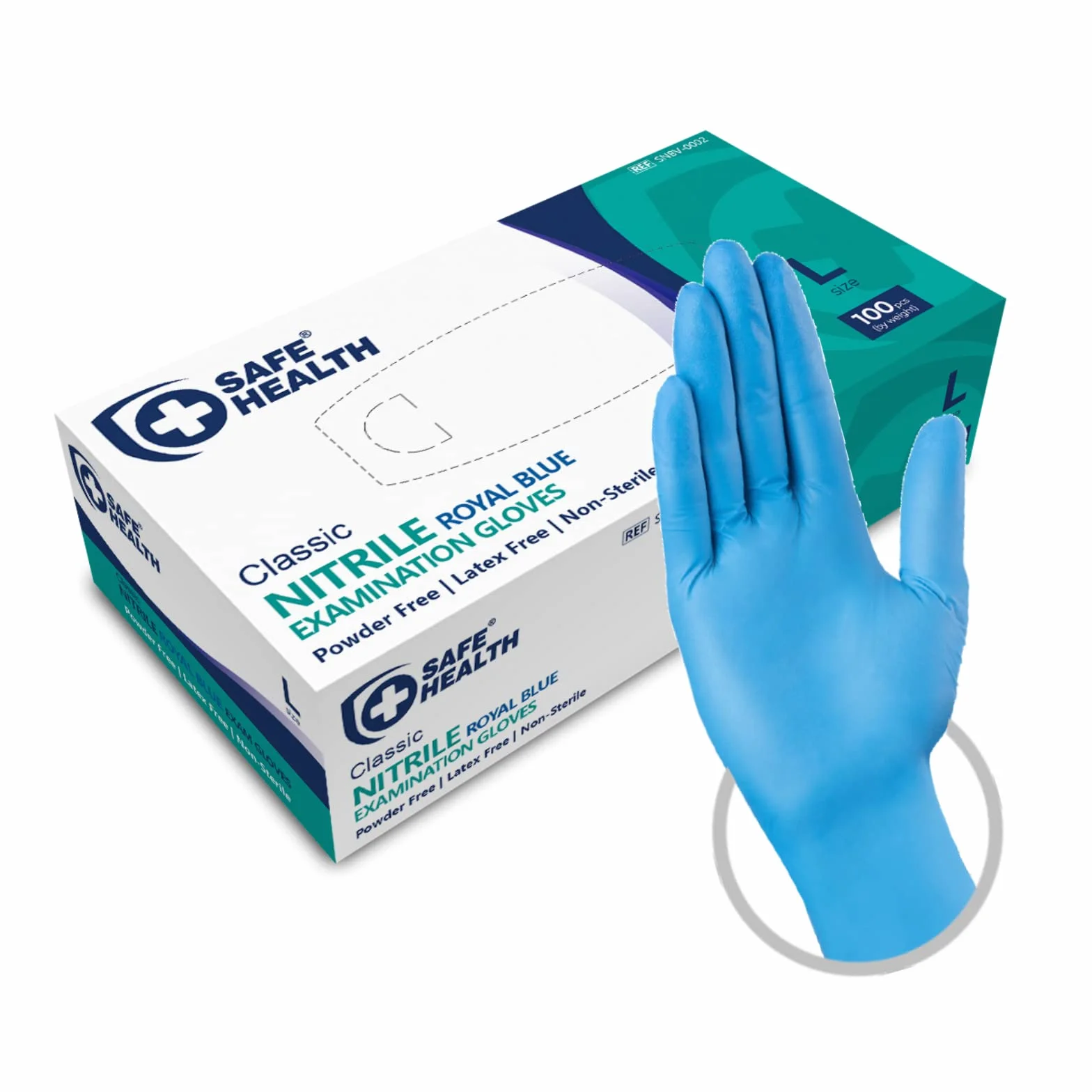Guanti monouso da esame in Nitrile Blu Taglia L 100 pezzi Senza polvere Ipoallergenici CE EN374 EN455 3,5 Mil