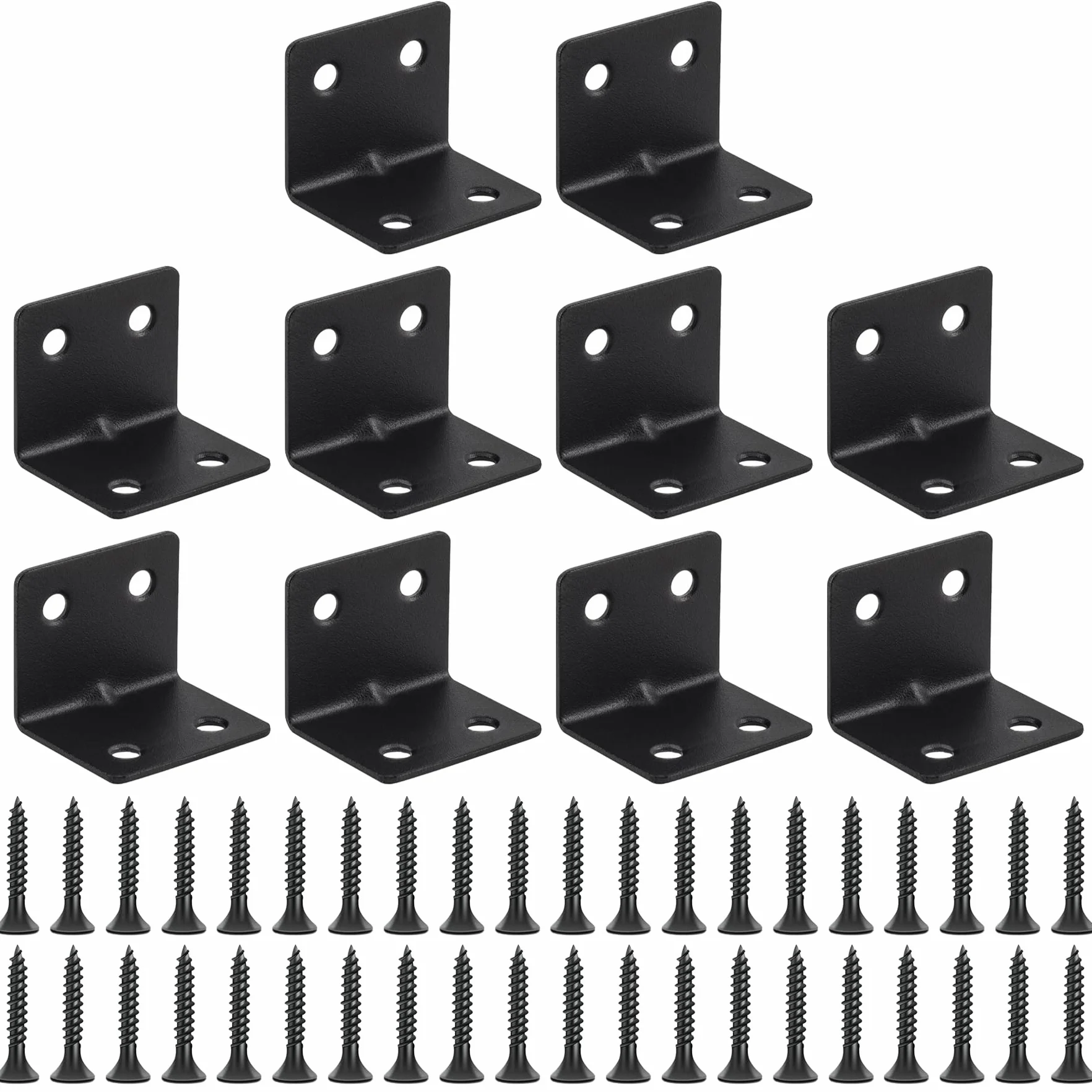 Squadrette in Acciaio Inox 31x31x38mm Staffe Angolari 10 Pezzi Nero
