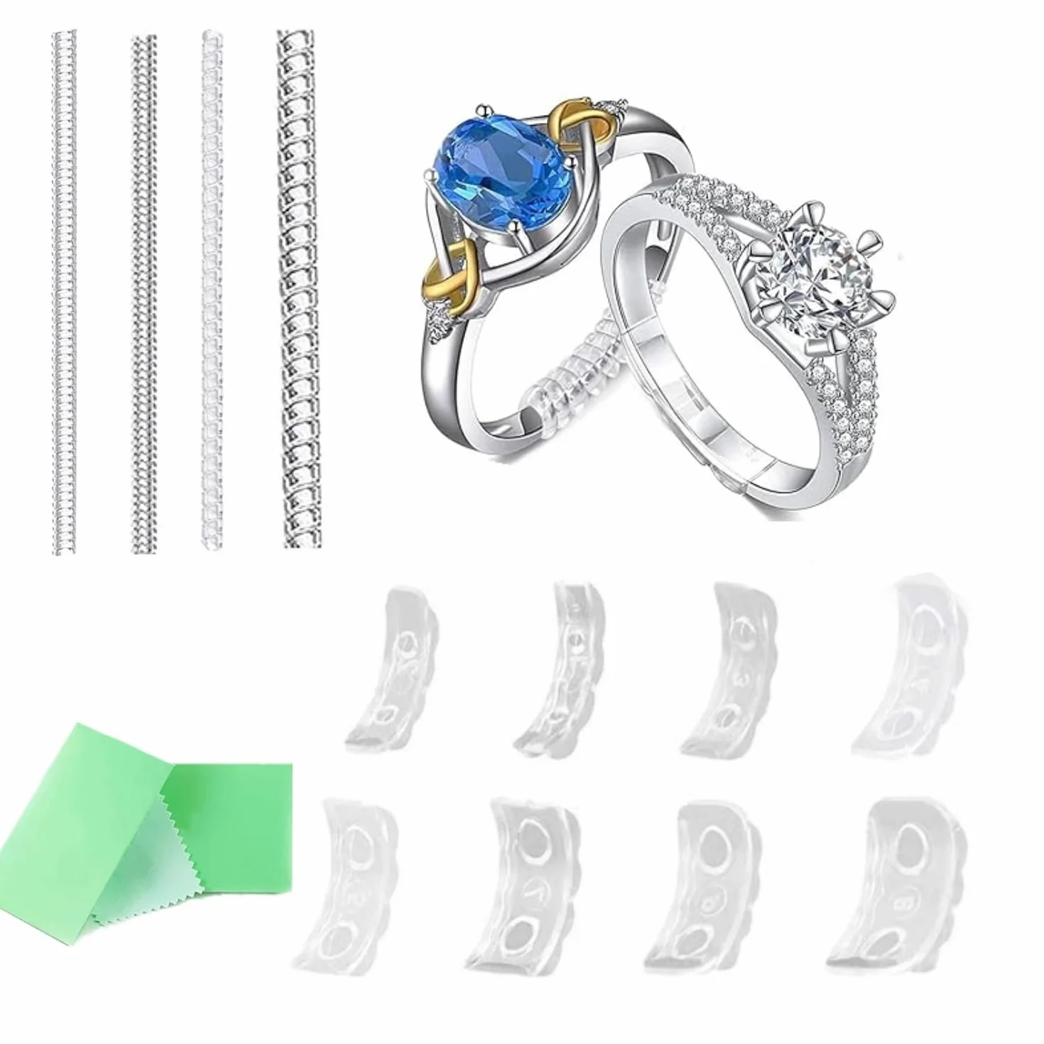 Riduttore Dimensione Anello, 12 Pezzi Invisible Ring Size Adjuster 2 Stili Stringi Anello Invisibile