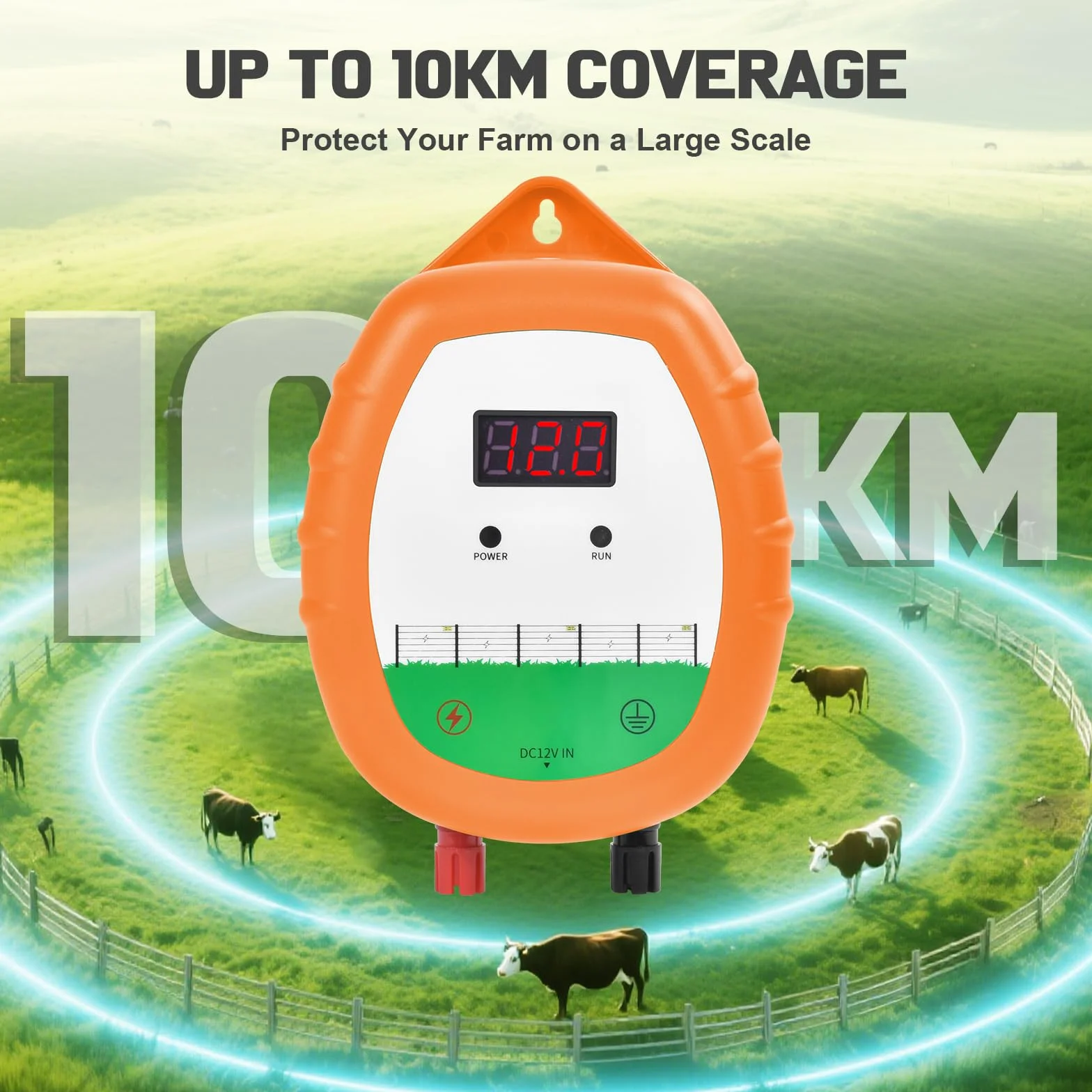Recinzione Elettrica Kit 10 km 1 Elettrificatore 200 m Filo 2,2 mm² Custodia Impermeabile