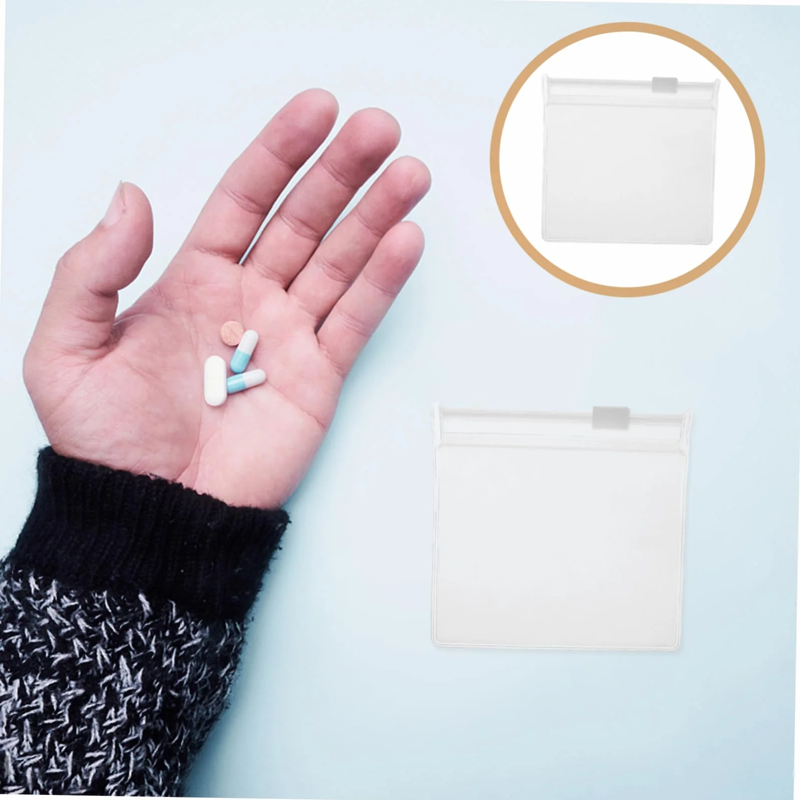 Set da 12 Sacchetti per Medicinali in Eva Opaco Cerniera, Organizer Compatto e Riutilizzabile per Viaggio e Conservazione di Farmaci e Gioielli, Facile Accesso 8x8cm