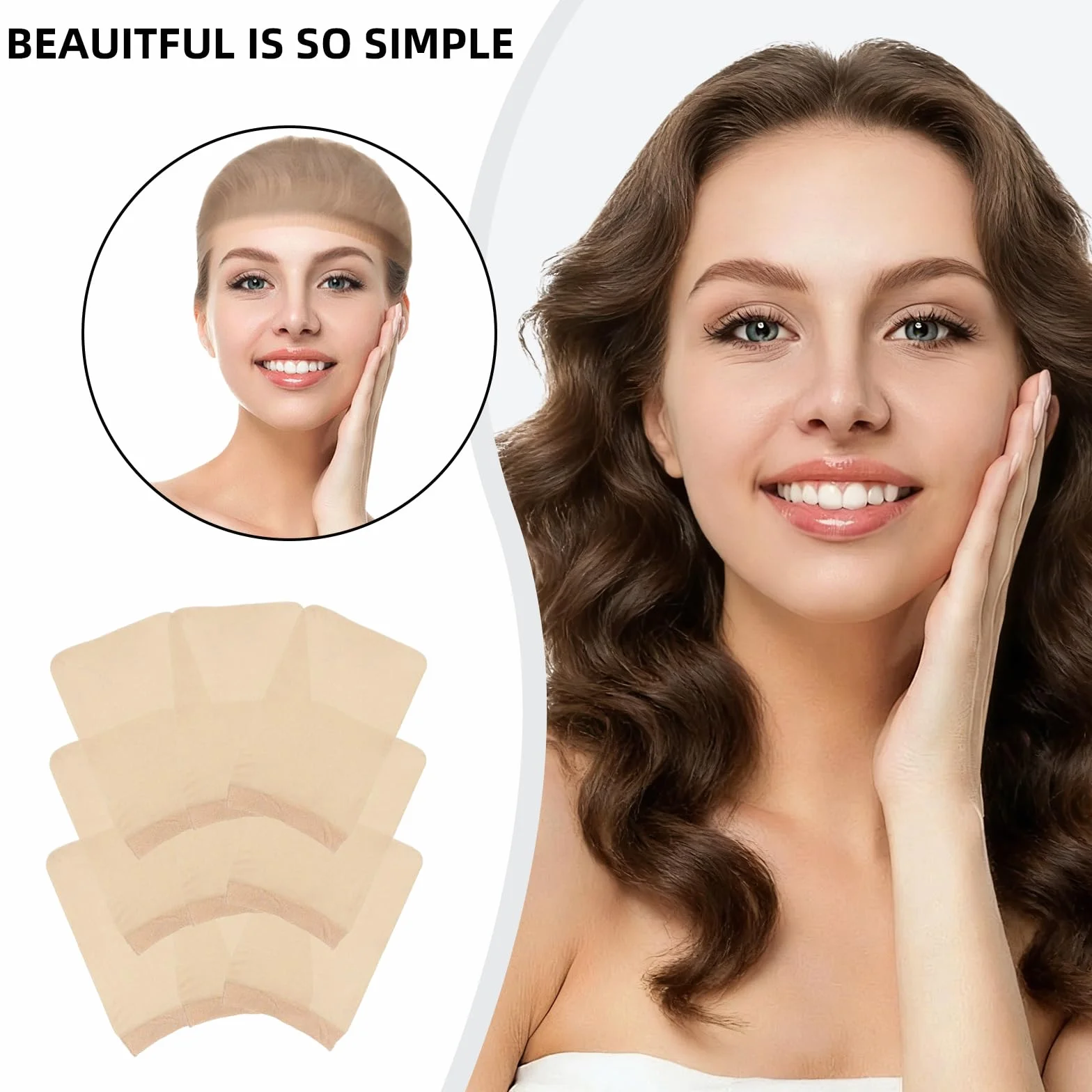 Nylon Wig Caps Invisibile Traspirante Elasticizzato Donna Retina per Capelli Ultra Sottile (Nude)