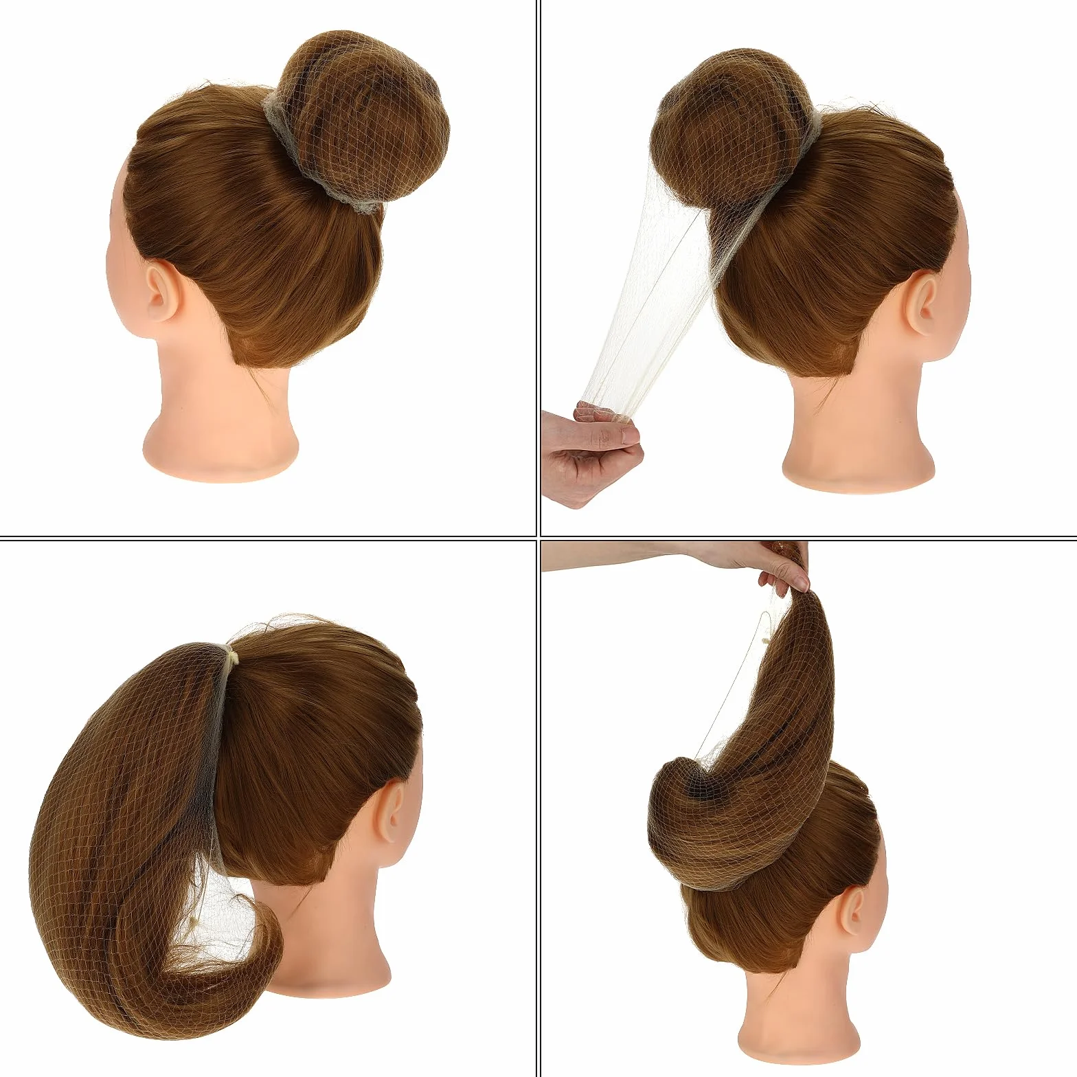 20 Retine per Capelli per Chignon con Bordo Elastico, Invisibile, per Balletto, 50 cm