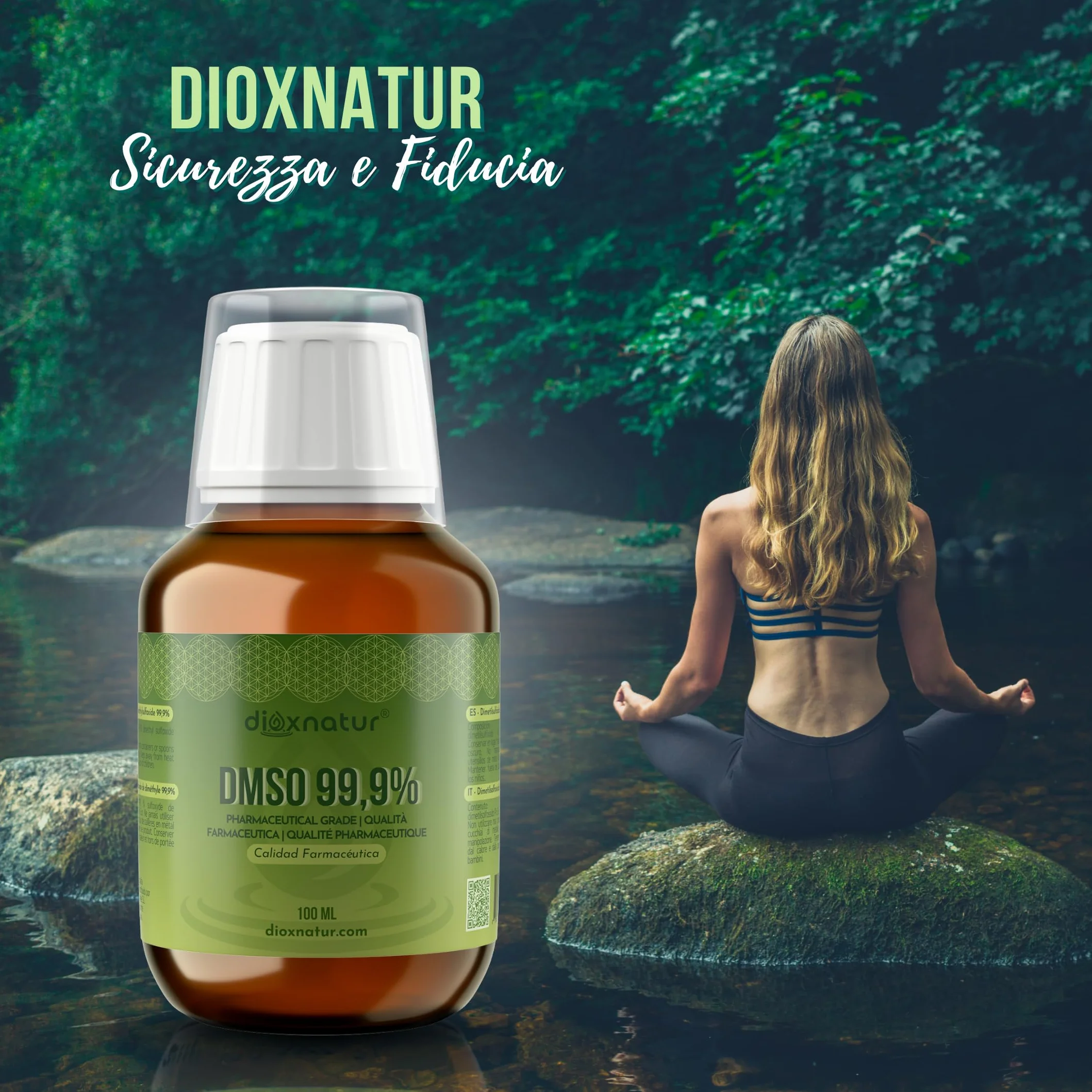 DMSO 99.9% 100ml Dimetilsolfossido grado farmaceutico flacone vetro ambrato misurino