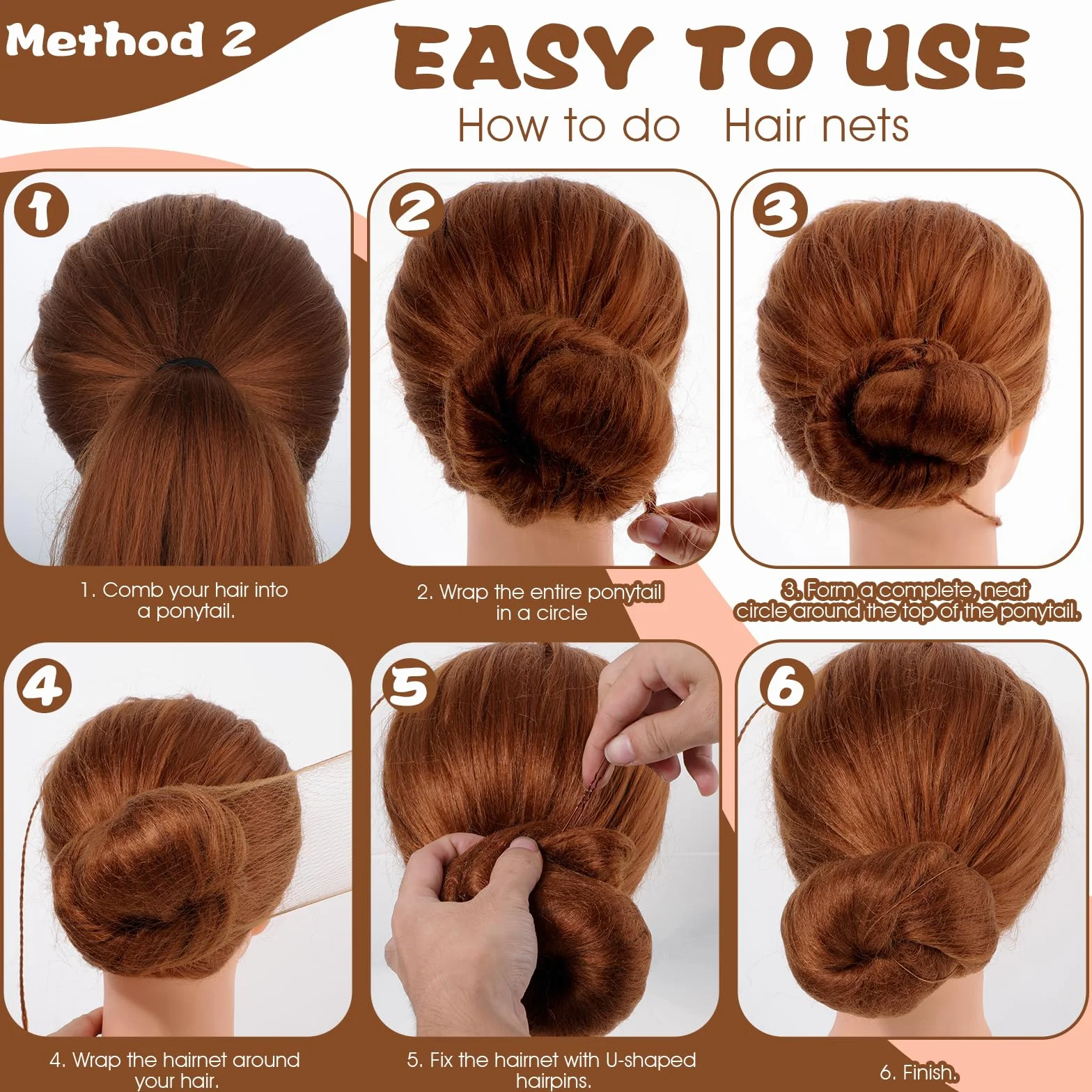 Giantree Retine per capelli per chignon 20 sztuk 50 forcine a U invisibili