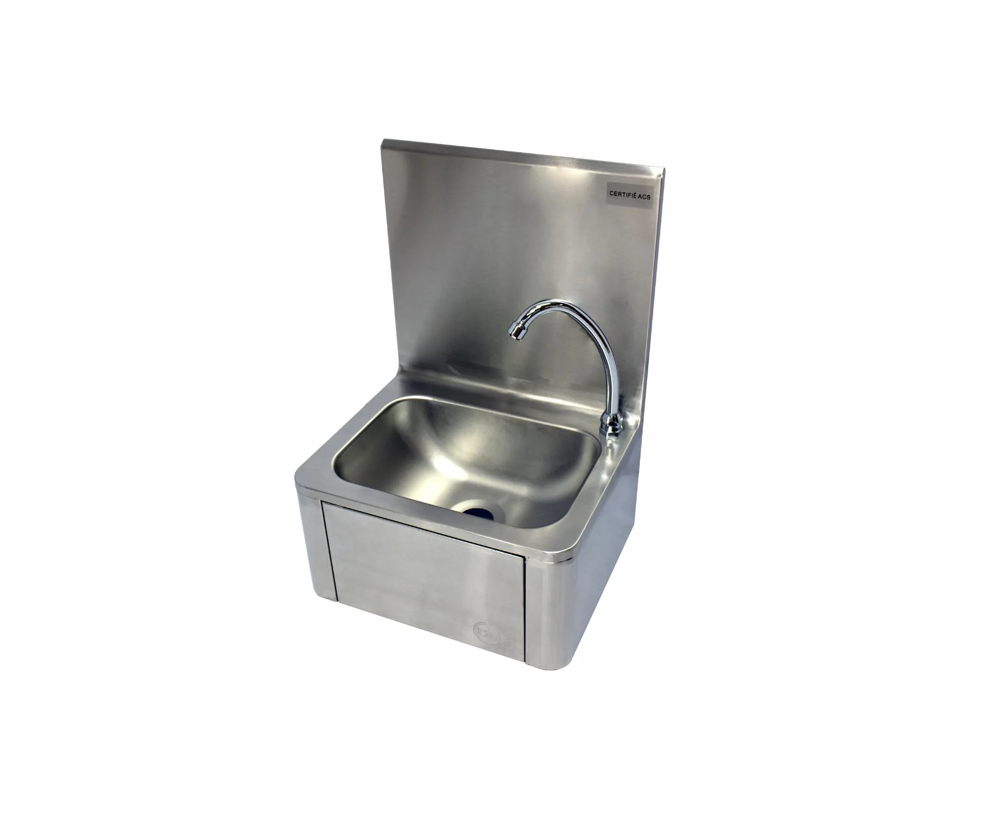 L2G - Lavamani da parete a ginocchio - Lavello piccolo in acciaio inox con miscelatore per acqua calda e fredda - Da parete - 40 x 34 x 56 cm