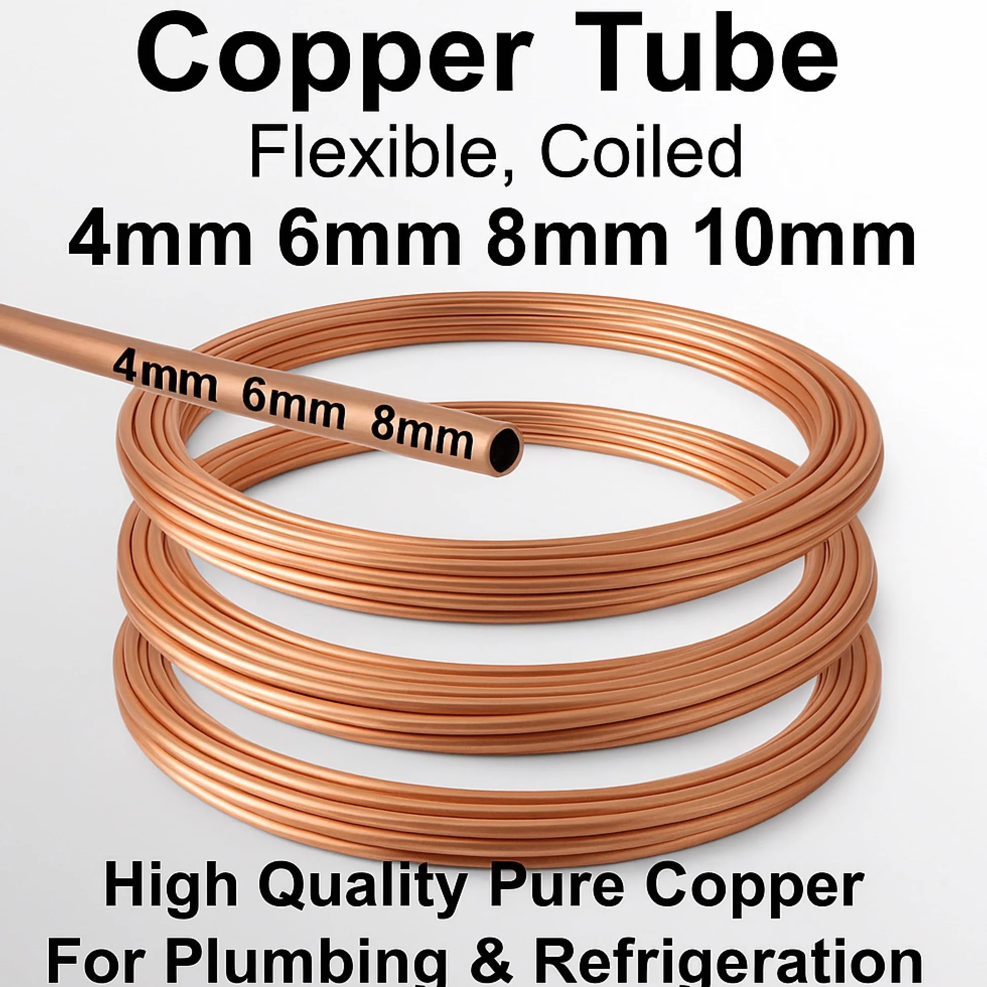 Tubo in rame a spirale flessibile microbore per acqua/gas/impianti idraulici e fai da te (4 mm, 3 metri)