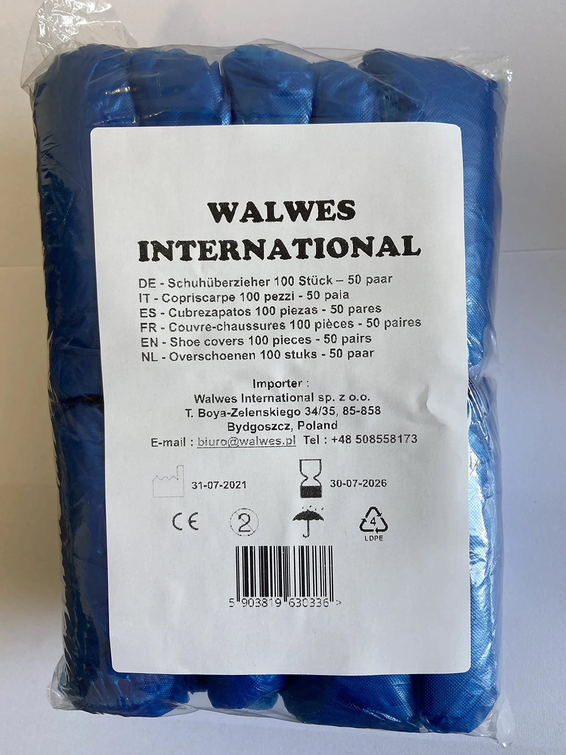 Copriscarpe Impermeabili Blu 100 Pezzi 40x15 cm