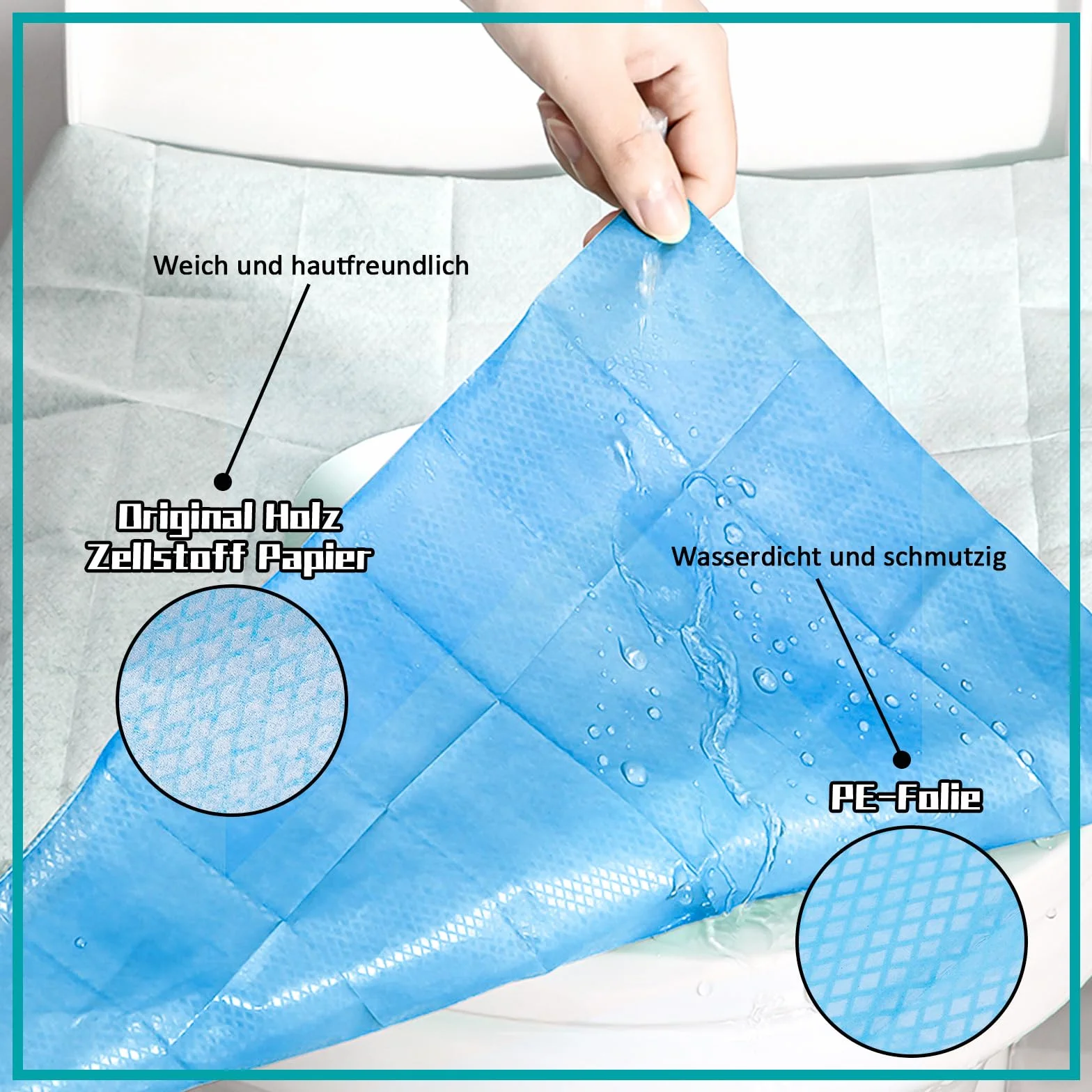 Ghope 50 Pezzi Copriwater Monouso Portabile per WC Tappeto Protettivo Toilette Viaggi Pubbliche