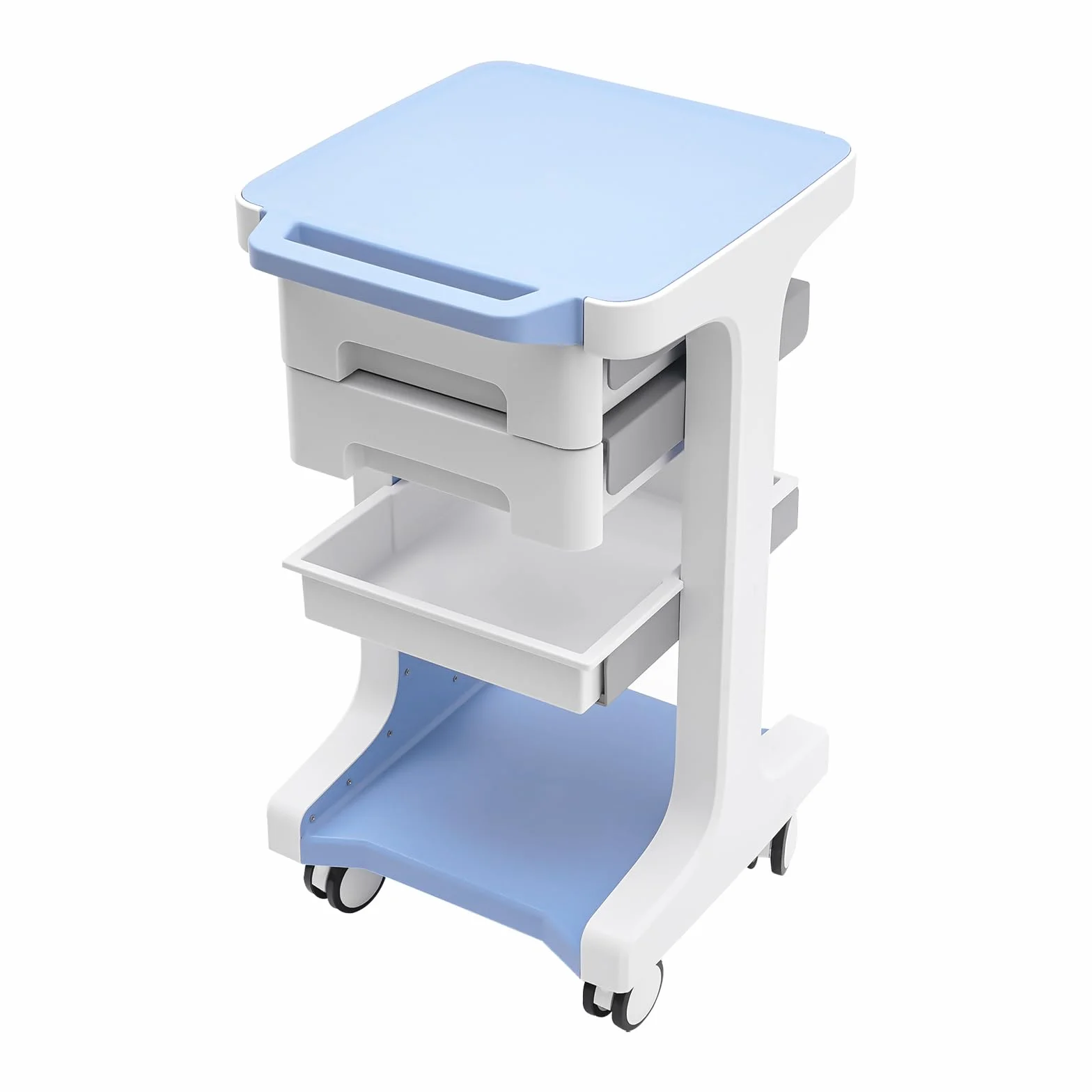 Carrello da laboratorio, auto medica, carrello cosmetico con 3 piani e 2 cassetti, 41 x 41 x 67 cm, portata 50 kg, per laboratorio, clinica, ospedale, salone