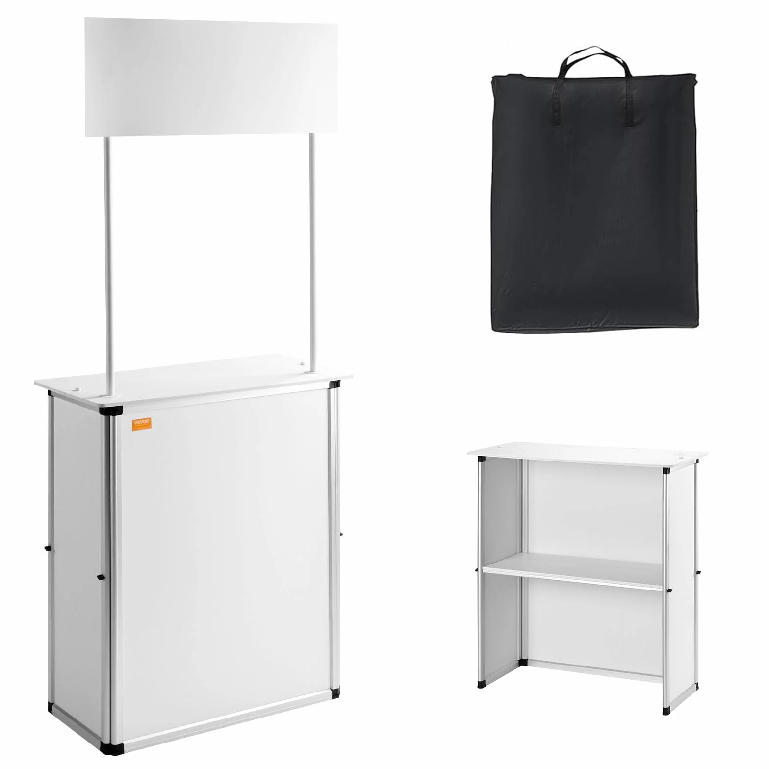 VEVOR Bancone Fieristico Portatile, 785 x 380 x 1815mm Stand Fieristico Bancone Espositivo, Tavolo da Bar Pieghevole Promozionale per Vendita al Dettaglio