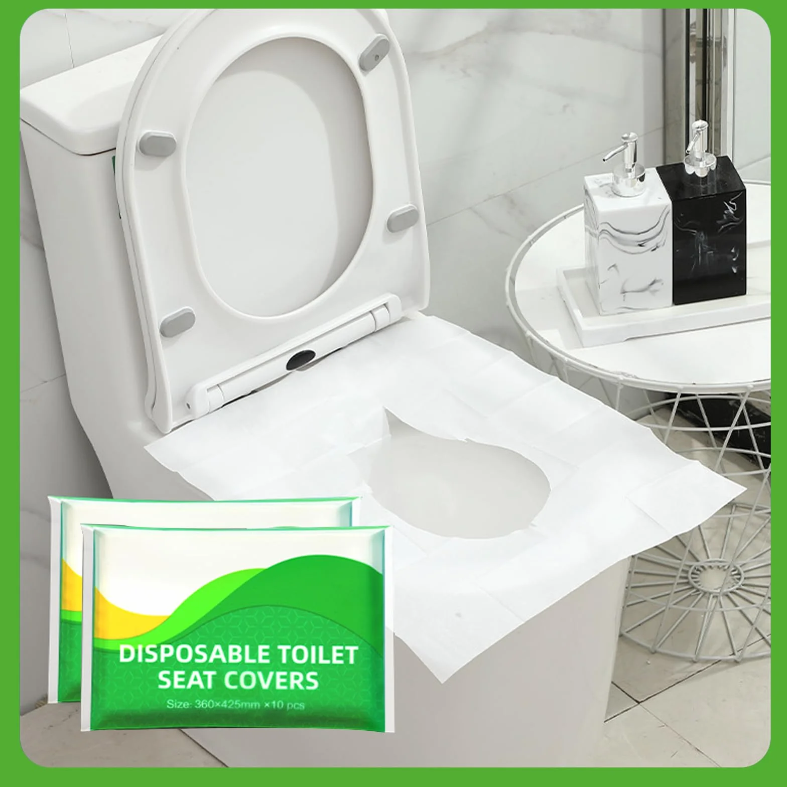 Copriwater Biodegradabili Usa e Getta, Copri WC Monouso per Bambini e Adulti, Coprisedile Igienico Water, 8 Confezioni 63.5x63.5cm