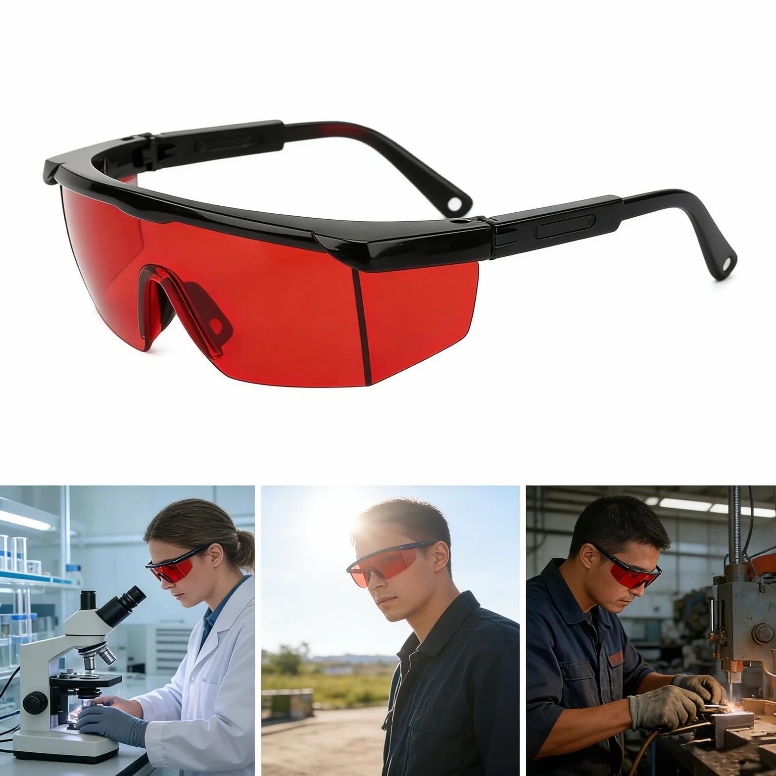 Occhiali protettivi laser, occhiali protettivi laser per PC portatili Occhiali anti laser di sicurezza per tutte le direzioni per la depilazione Disinfettante UV con luce blu(Rosso)