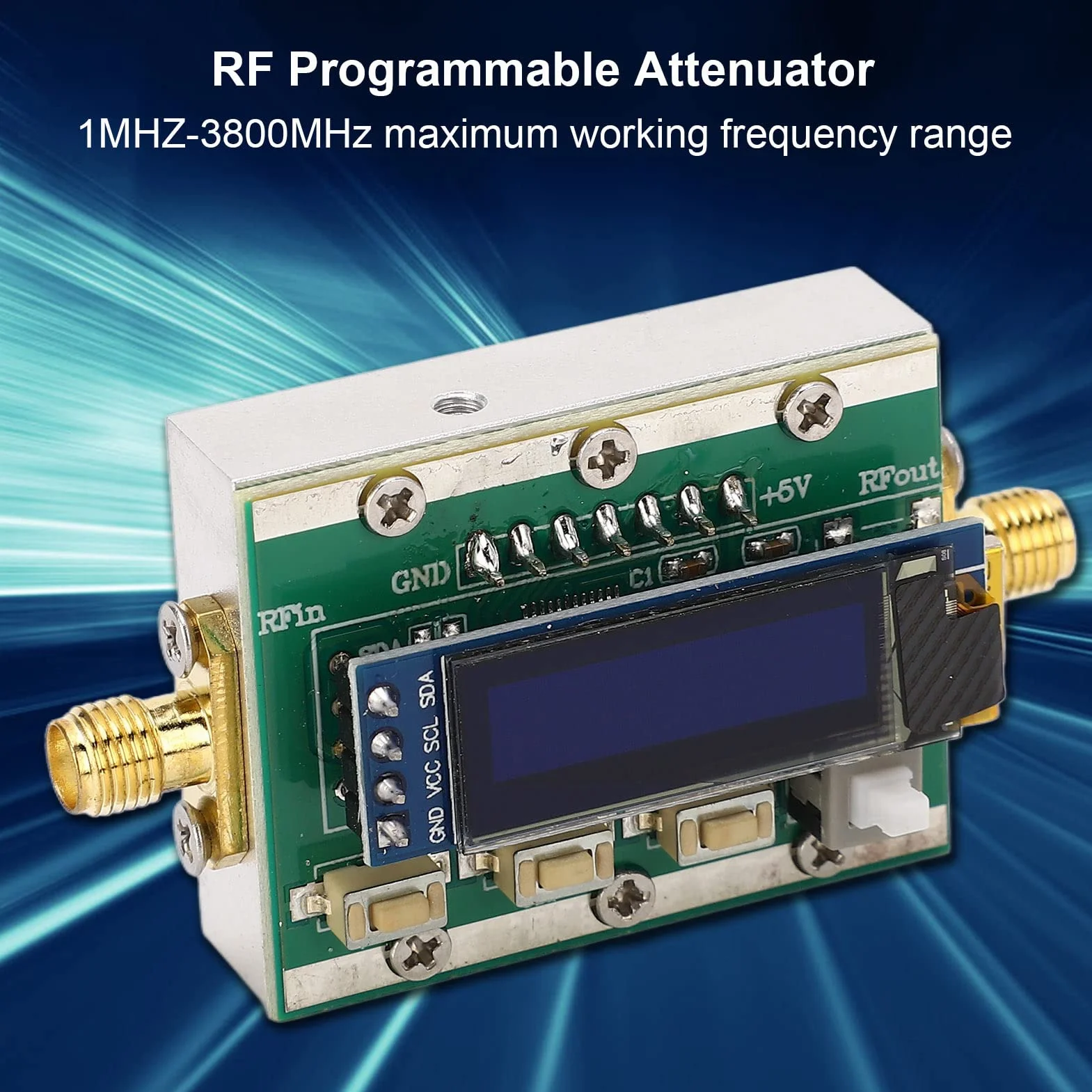 Attenuatore RF Programmabile Modulo Digitale -3800 MHz, Incrementi 0 a 31 DB, Guscio CNC, Controllabile PC, Modulo Attenuatore RF Variabile 5 V per Controllo