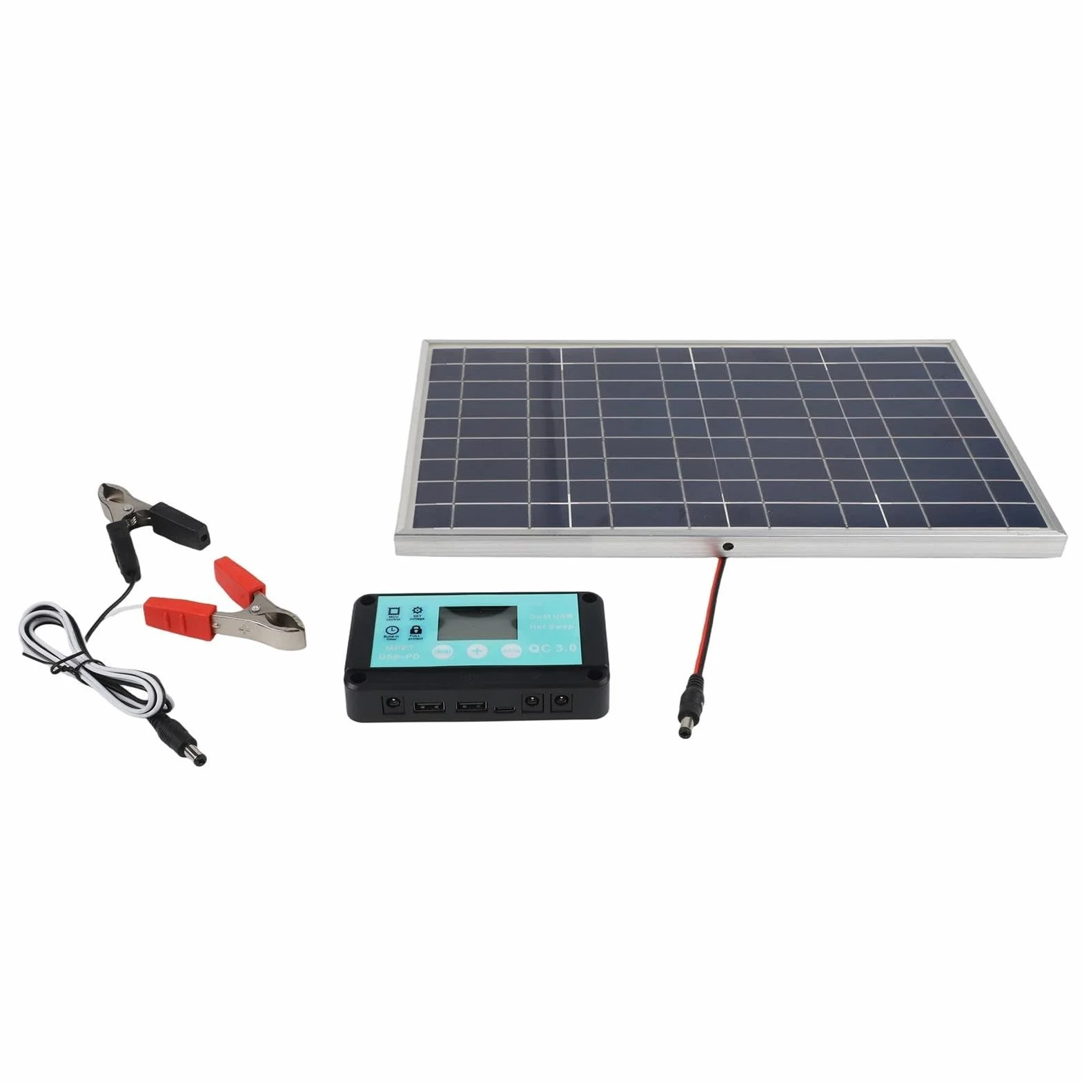 Kit pannello solare da 100W con telaio in alluminio e scatola di giunzione IP67, include controller per ricarica efficiente a 12V/24V in camper, barche, campeggi