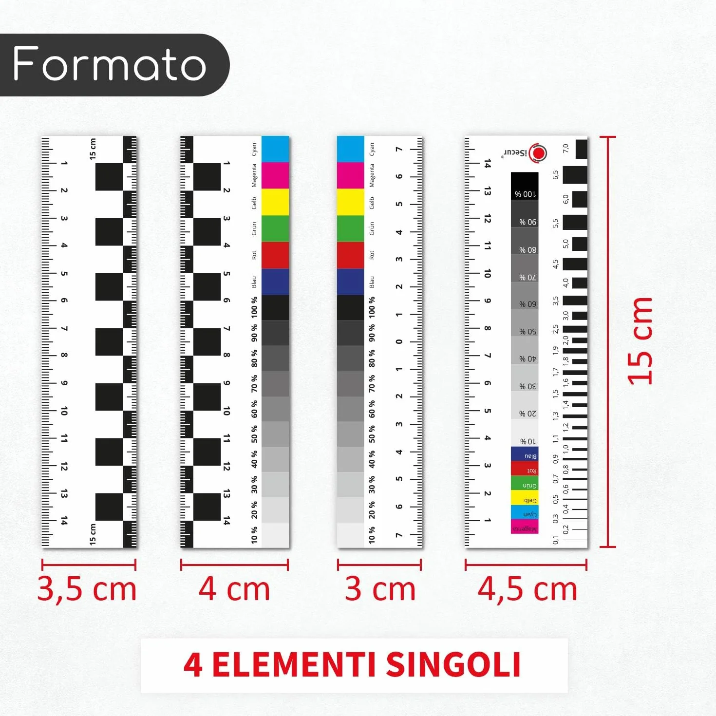 iSecur Set 4 Righelli Magnetici 15 cm per Esperti Fessura Crepe Veicolo