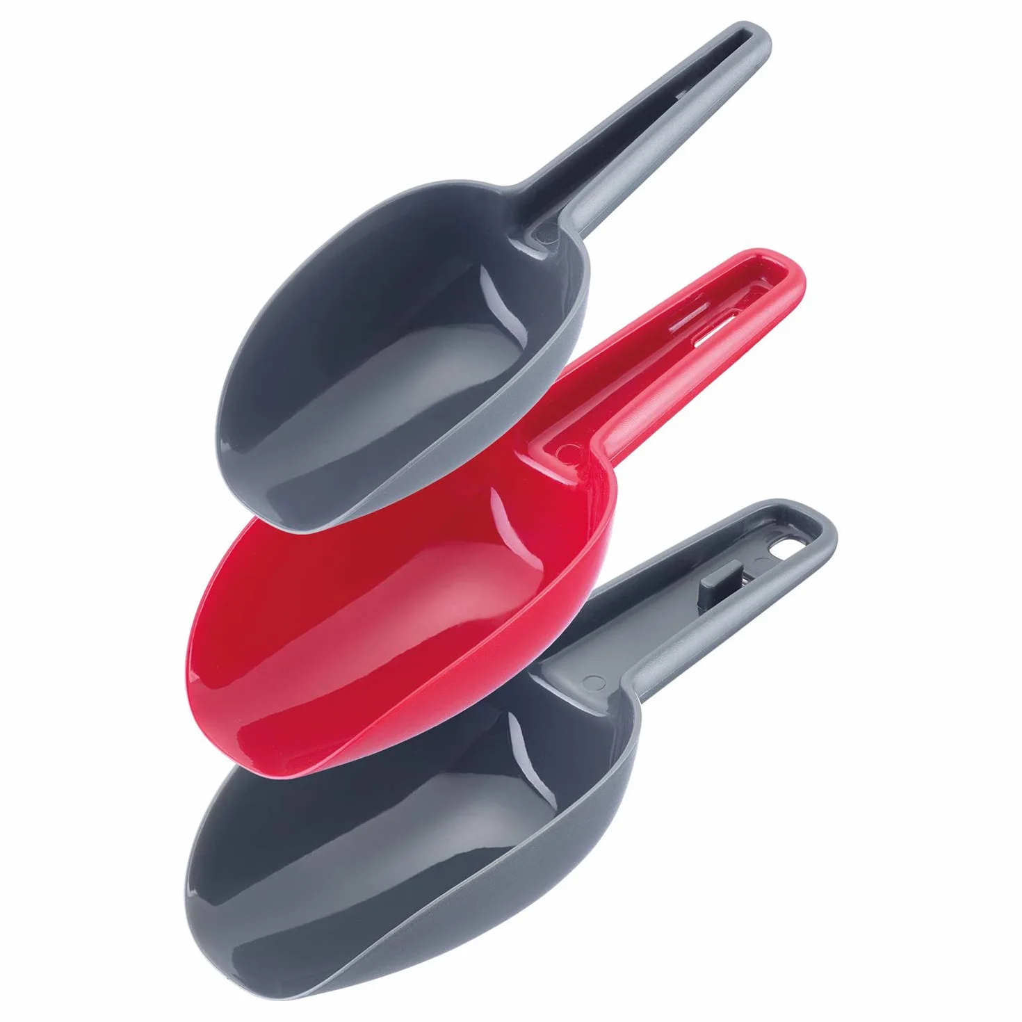 Westmark Set di palette per pesare/riempire, 3 pezzi, Capacità: 50/100/150 ml, Inseribili l'una nell'altra, Plastica, Senza BPA, Trionale, Antracite/Rosso, 90902270
