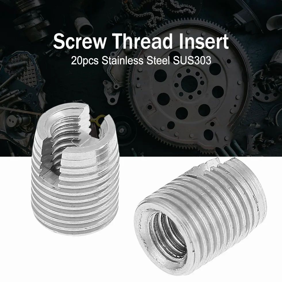 Inserto filettato autofilettante M3 x 6mm 20 pezzi acciaio inossidabile SUS303
