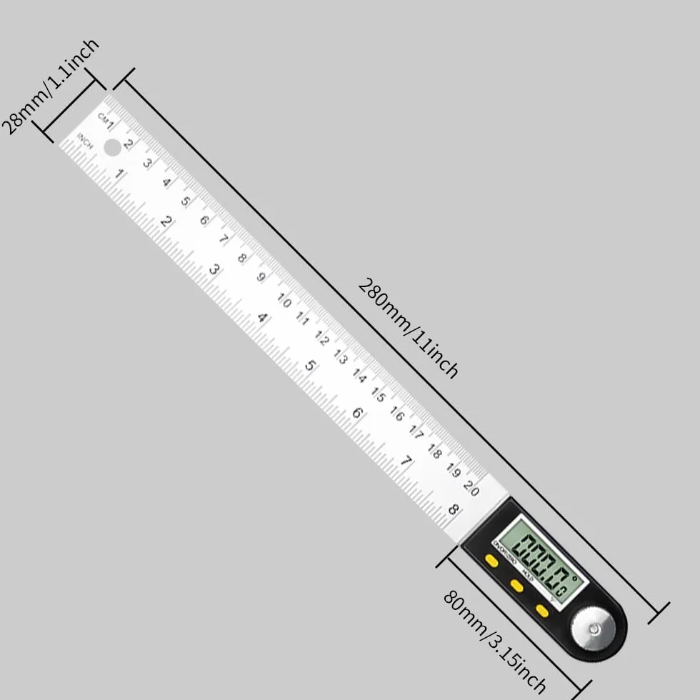 Newaner Goniometro Digitale 360° Acciaio Inox Display LCD Righello Angolare