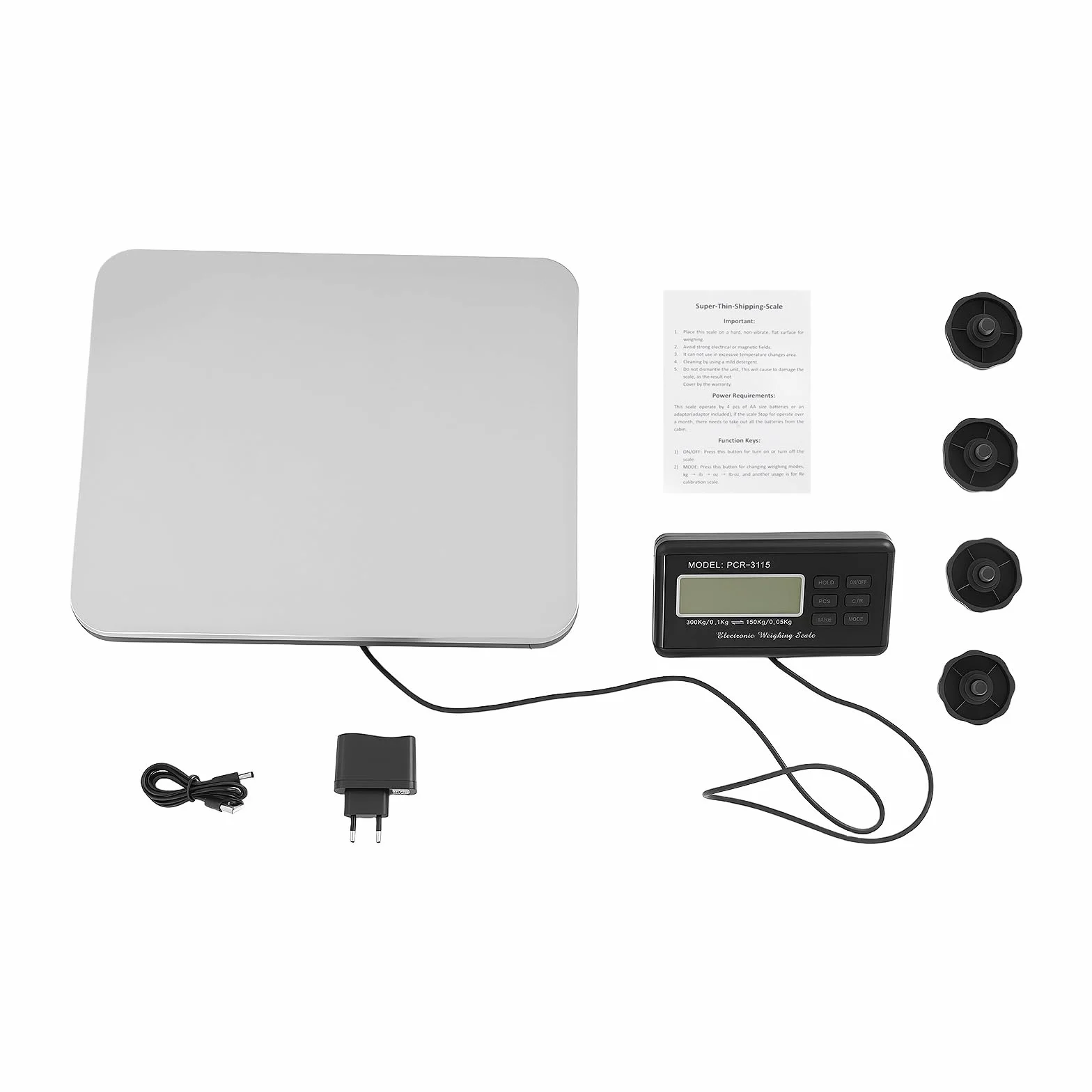 Bilancia industriale piattaforma 300kg acciaio inox Display LCD pesa pacco 100g 150kg 50g