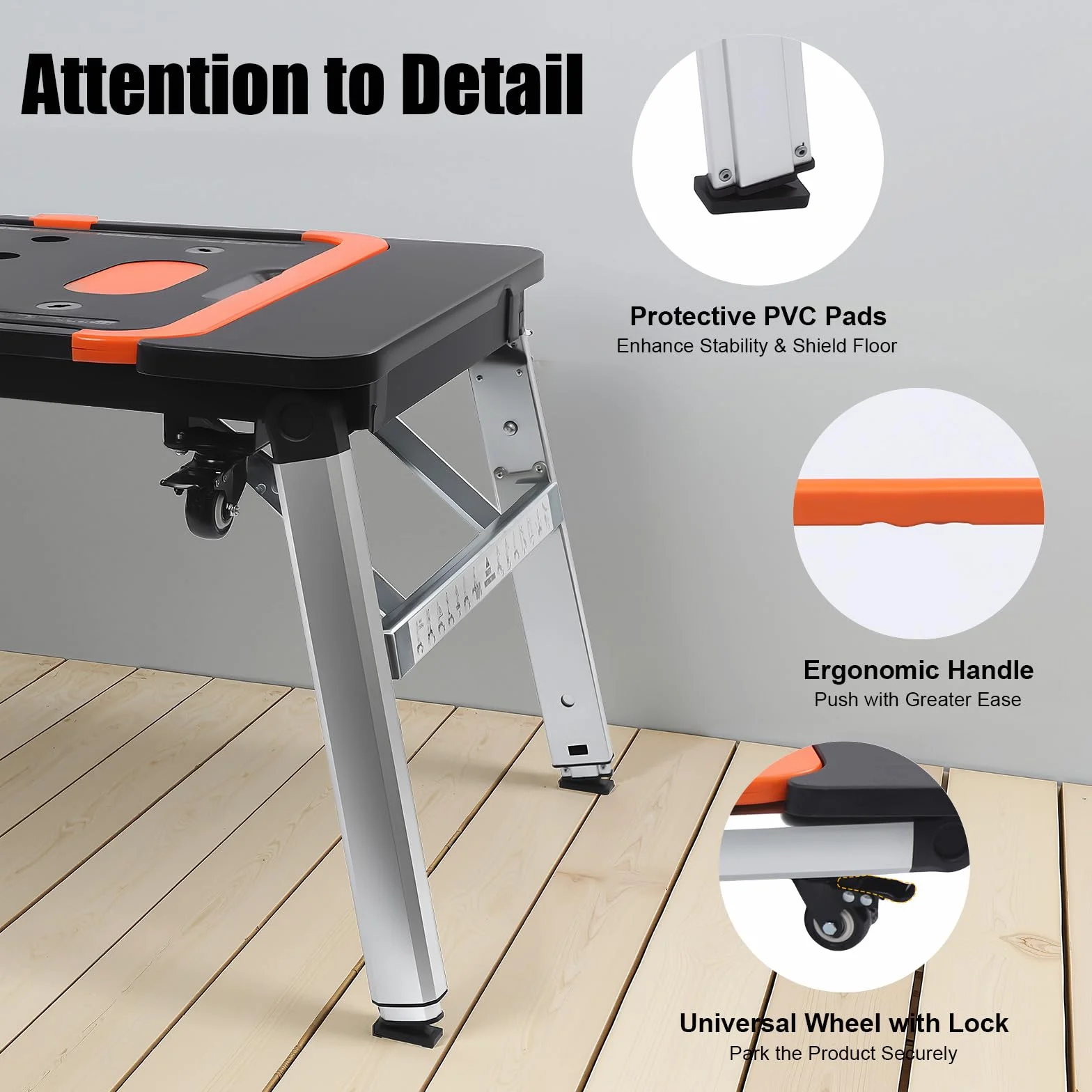 Banco da lavoro universale pieghevole 7 in 1 Tavolo multifunzione Skateboard Carrello a mano Cavalletto da segare Gambe da tavolo regolabili in altezza 1140 x 590 mm