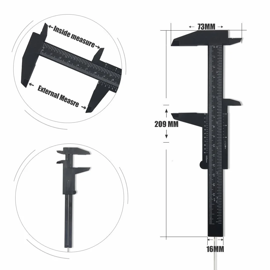 Plastica Calibro a Corsoio 150mm 4 Pezzi Combinazione Bianco Blu Verde Nero