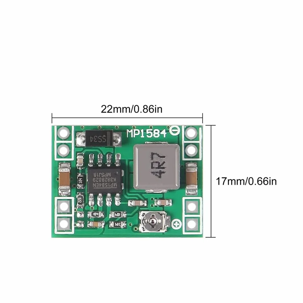 DollaTek 5Pcs MP1584EN ultra piccolo DC-DC power 3A Modulo discendente convertitore buck regolabile da 24V a 12V 5V 9V 3V per Arduino