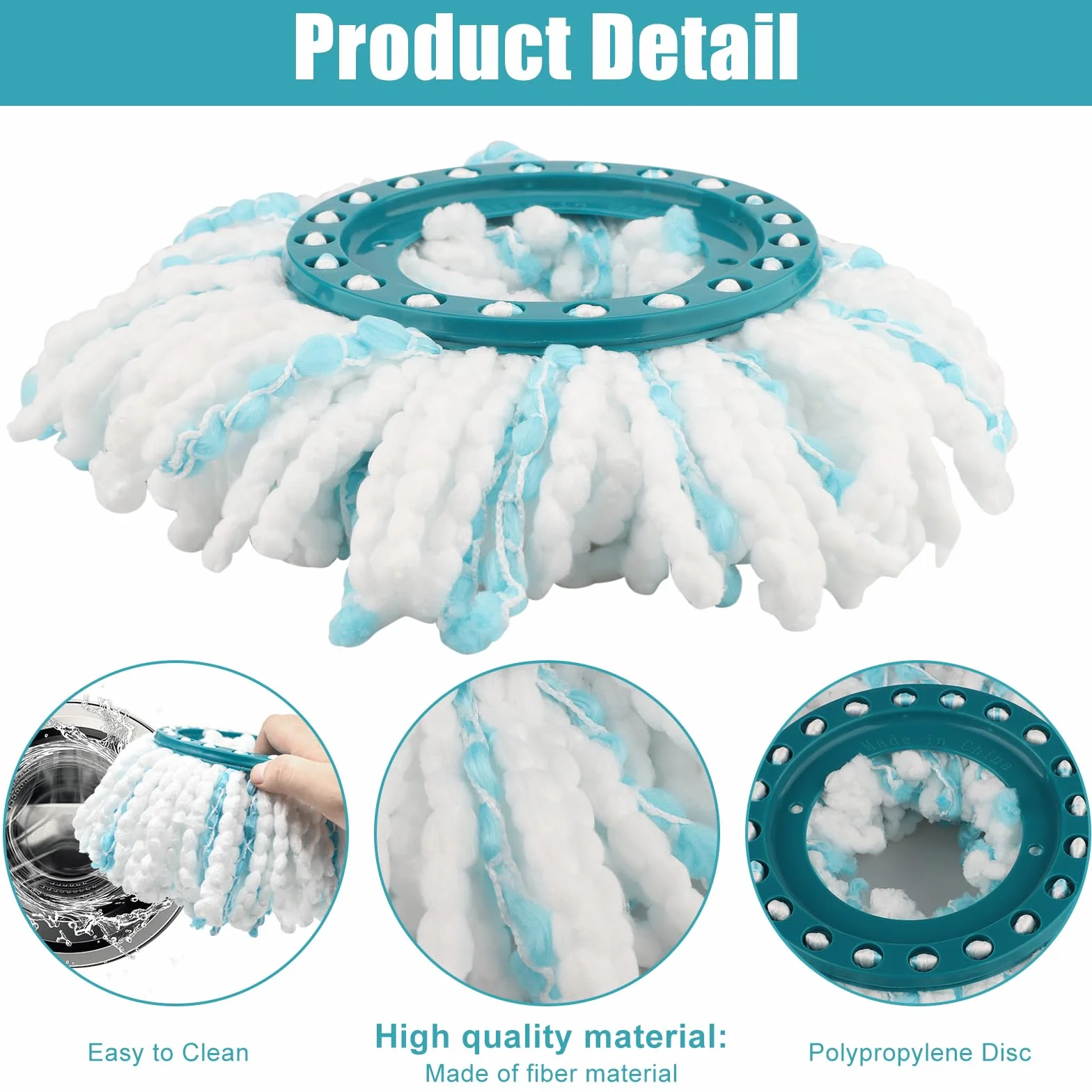 4 Pezzi per Leifheit Twist Disc Mop Ergo Ricambio Mocio Kit, Sistema a 2 Fibre Rotomop Clean Twist Disc Mop Active Ricariche, Testina Sostitutiva in Microfibra Adatto a Tutti i Pavimenti