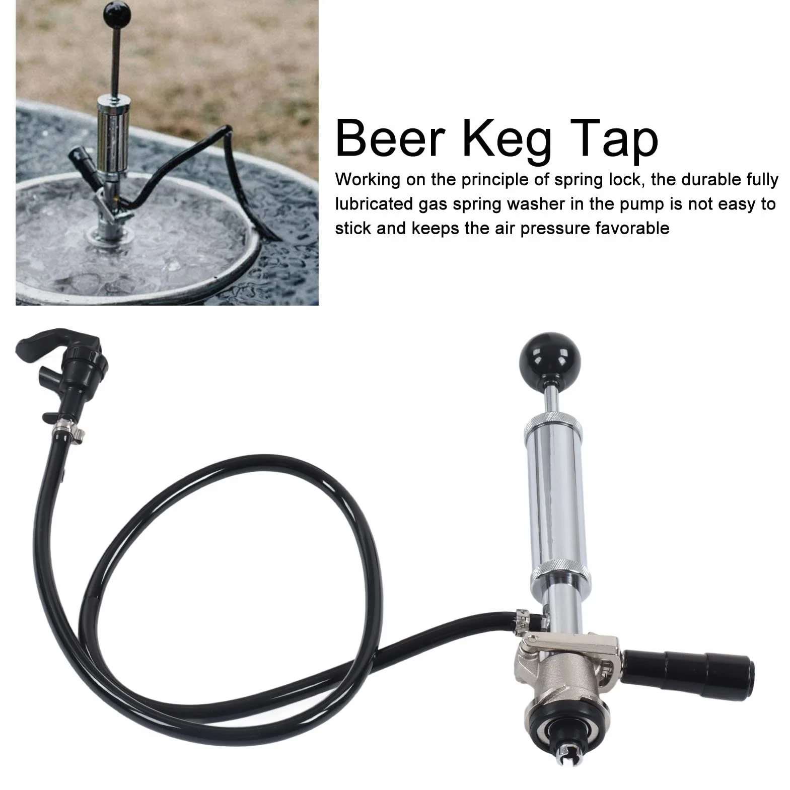 FLEXMAN Pompa per Fusti di Birra, Rubinetto Completo per Impieghi Gravosi, Accoppiatore per Sonda in Acciaio Inossidabile