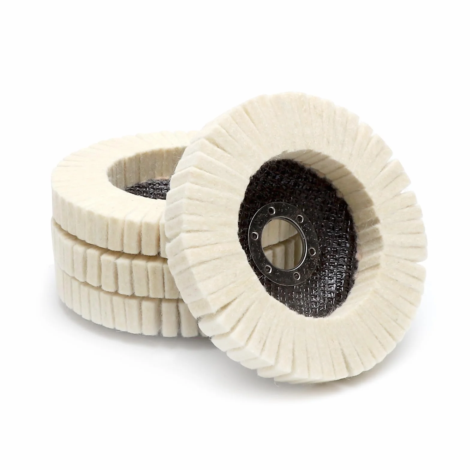 4 Dischi per Lucidatura da 125 mm, Disco Lucidatura per Smerigliatrice in Feltro, Disco per Lucidatura Vernice, Acciaio Inossidabile, Legno, Plastica