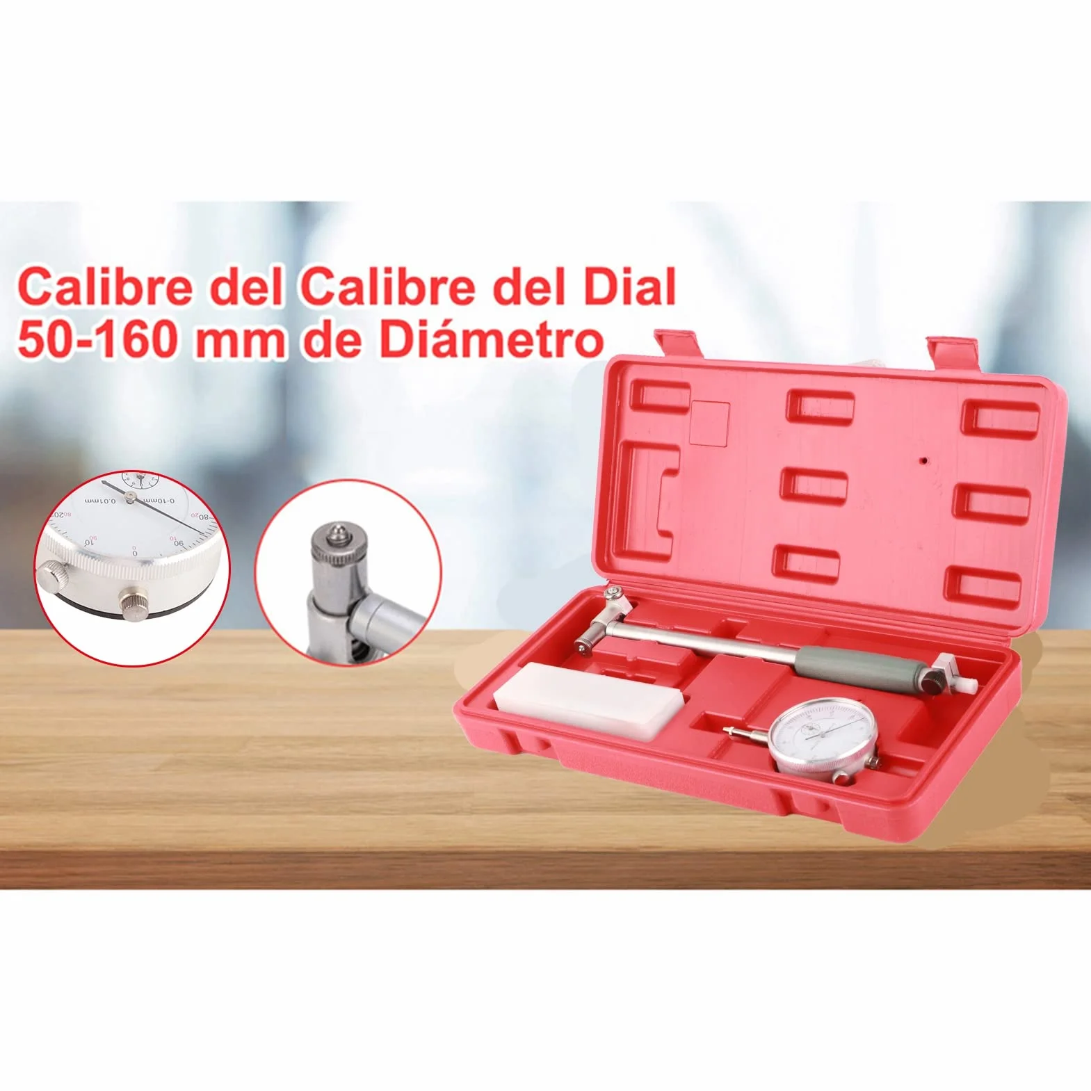 Calibro a quadrante per alesaggio 50-160 mm 0,01 mm set calibratore diametro interno