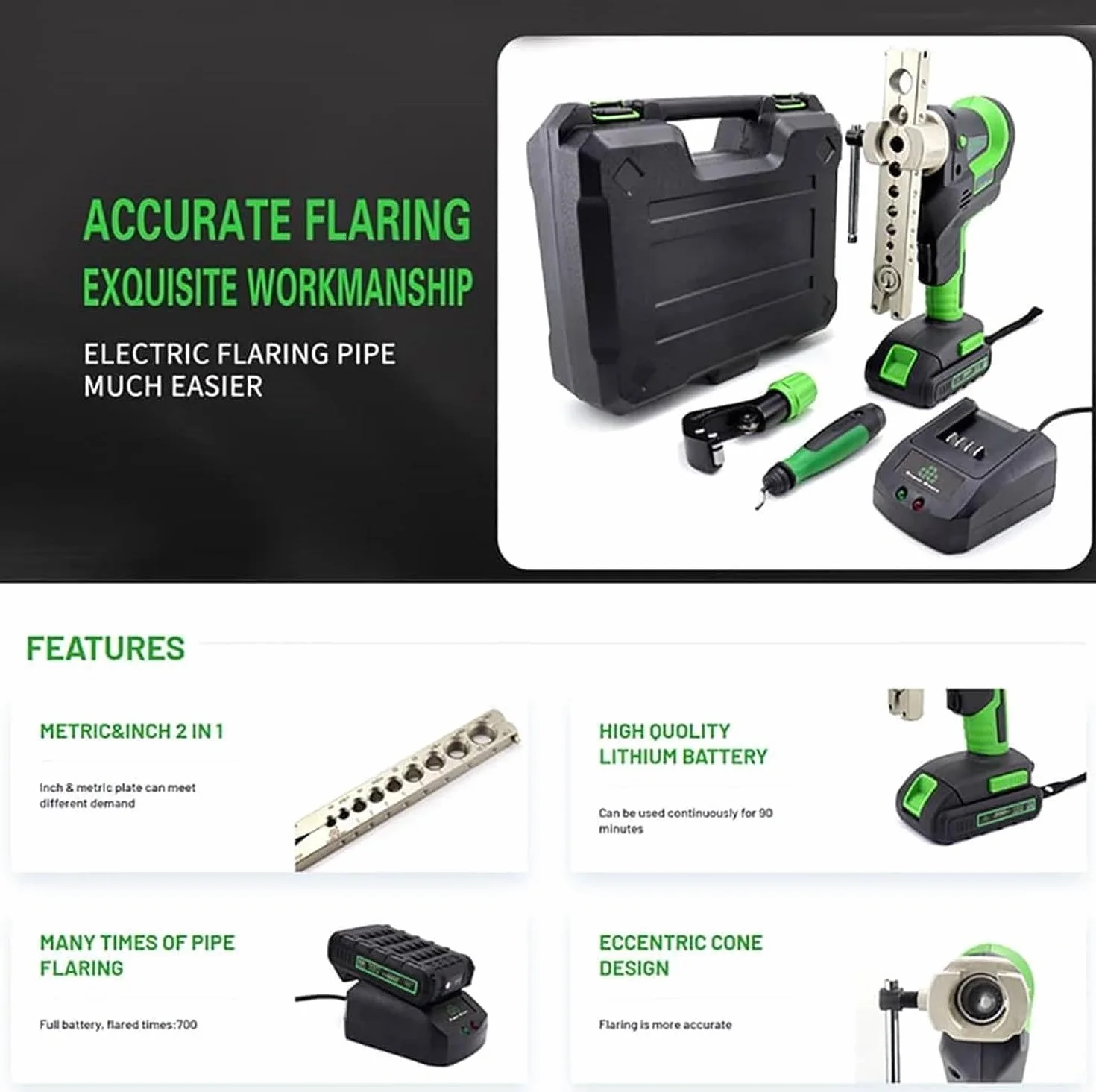 ELOMAS Kit di svasatura elettrica 1/4"-3/4" 45° per tubi di rame e alluminio