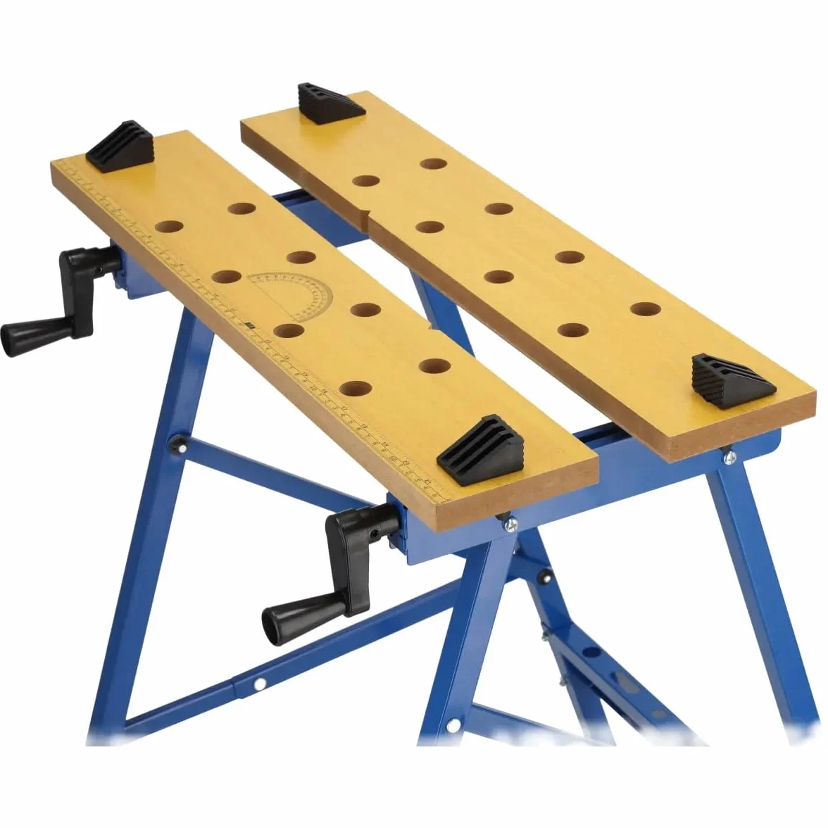 Banco da lavoro Dedra, portata max. 100 kg, grande superficie di lavoro stampata, scala e indicazioni angolari, pieghevole, versatile, regolabile, banco da lavoro con ganasce, tavolo da lavoro
