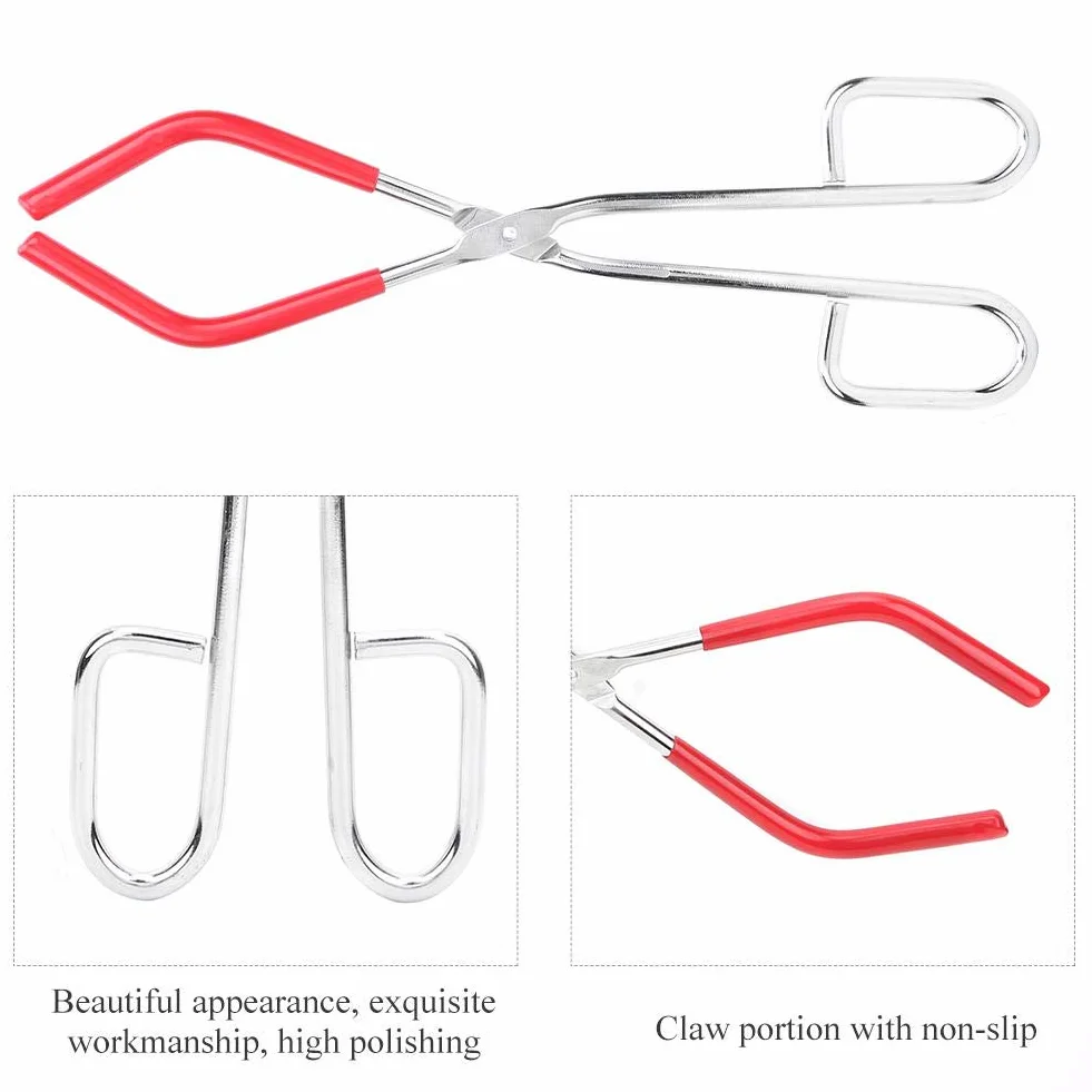 2 PCS Laboratorio Tazza Becher Clip Pinze Strumento Acciaio Boccetta Beaker Clip Pinze per becher chimico Strumento didattico, Accessorio morsetto per chimica per laboratorio Alta lucidatura