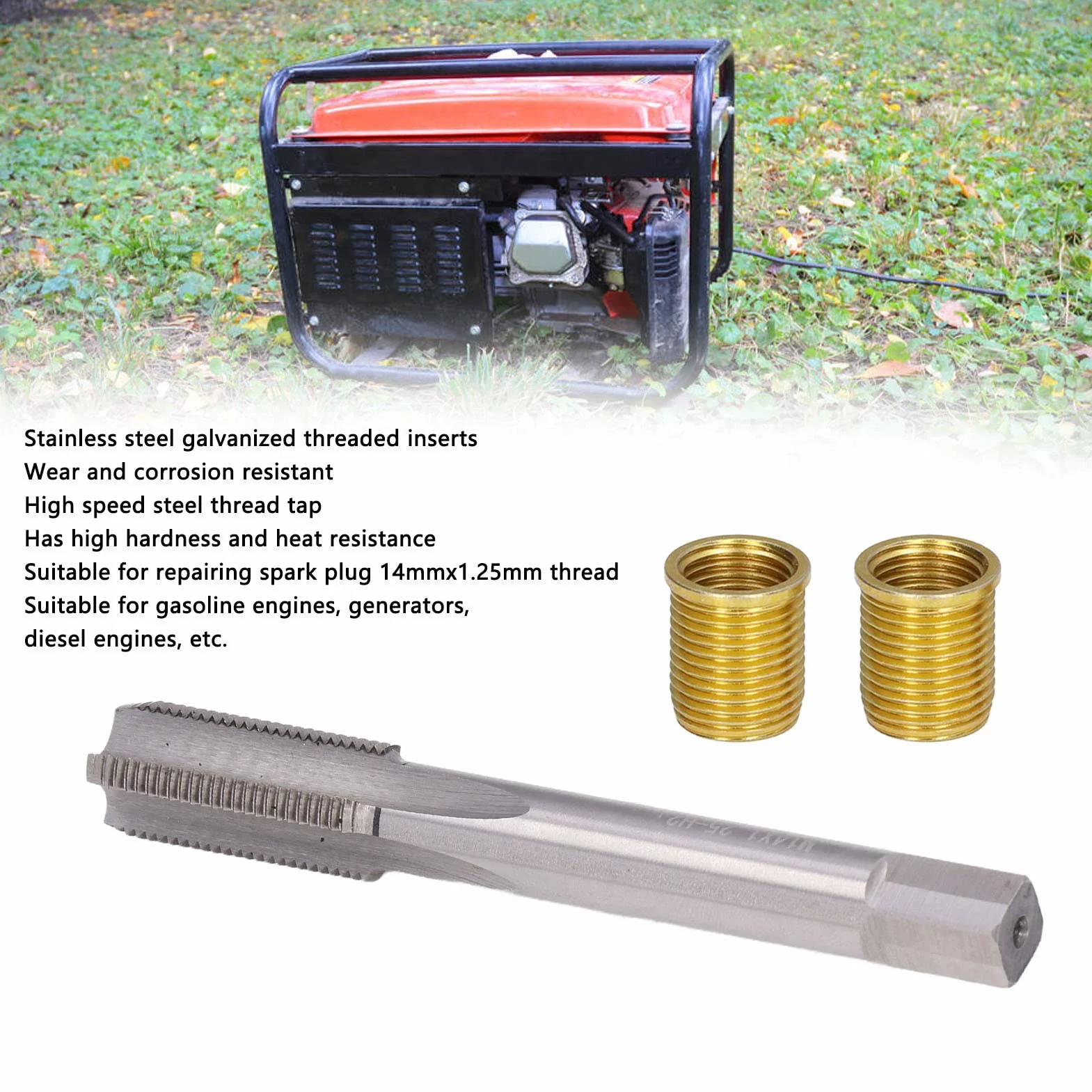Inserti in acciaio inossidabile M12x1,25 M14x1,25 per riparazione foro filettato candela motore