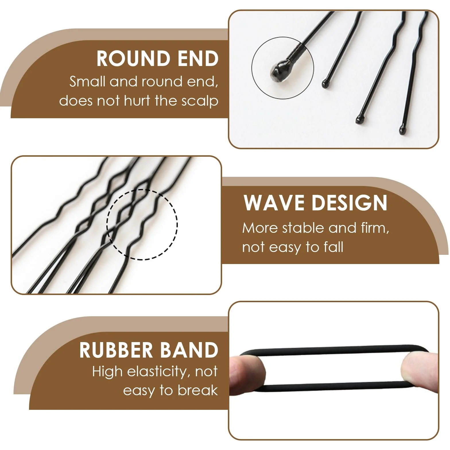Retina per Capelli Chignon 30 Pezzi con 10 Elastici 10 Fermagli a U per Parrucche Acconciature