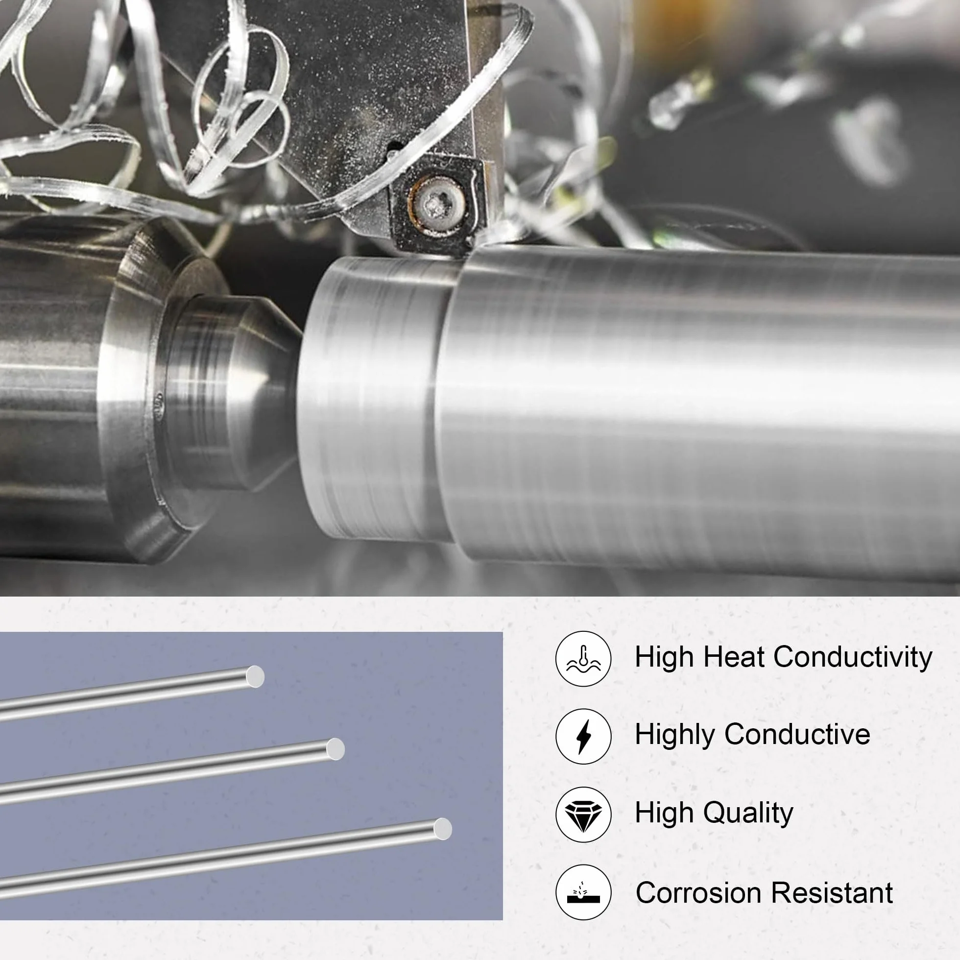 Barre rotonde in acciaio inox 304 12 mm x 305 mm 2 pezzi