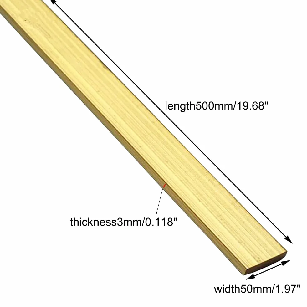 H59 Barra Piatta in Ottone Striscia di Ottone Stock Filo Lastra Piastra Rettangolare Spessore3mmLarghezza500mm,3mm*50mm*500mm
