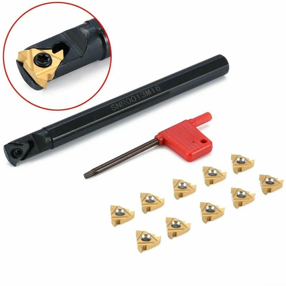 Tornio Utensile Filettatura Interna SNR0013M16 Barra Alesatura Porta Utensili 10Pcs 16IR AG60 Inserti Carburo