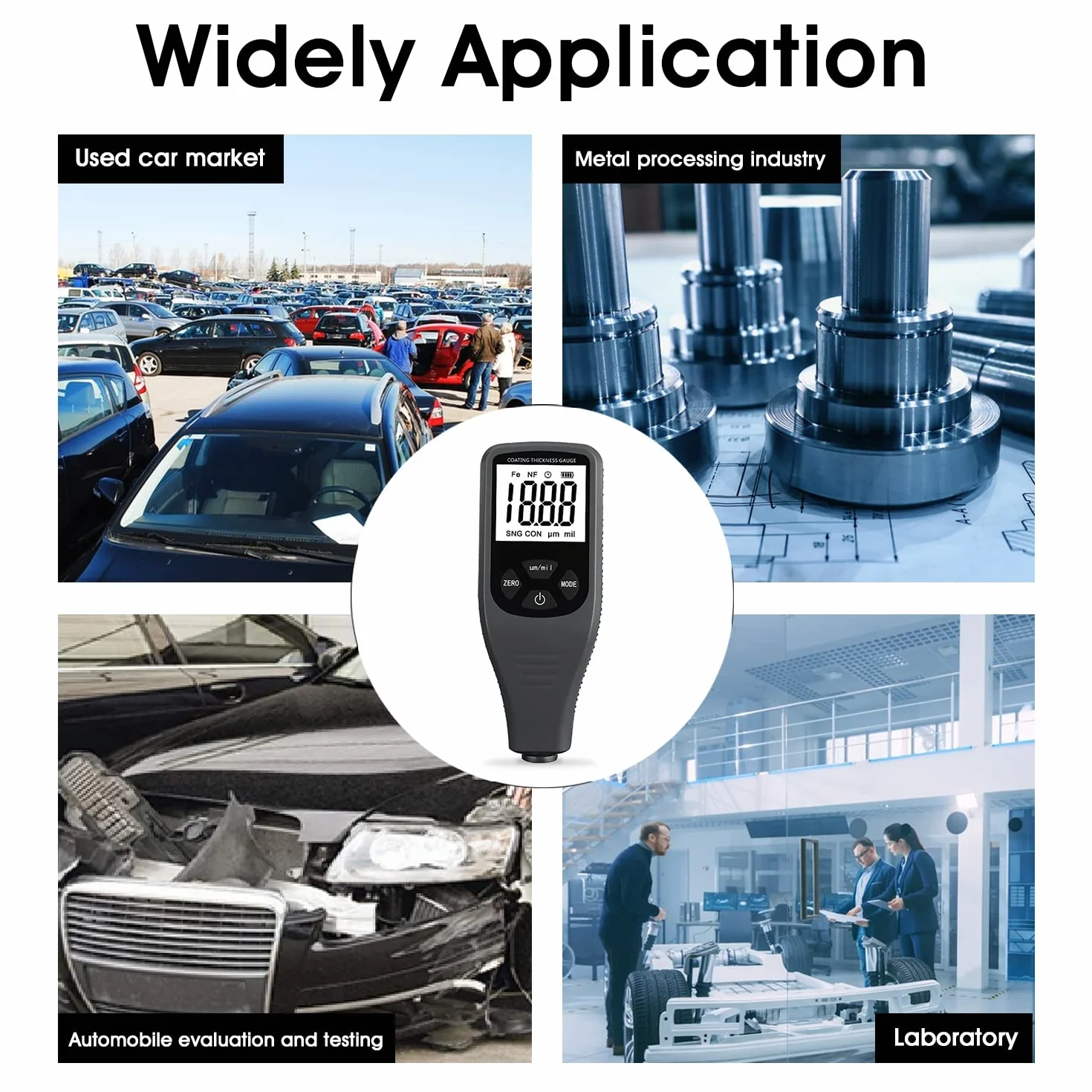 Spessimetro Vernice Digitale per Auto, Sensore Automatico Fe-NF, 0-1500 um