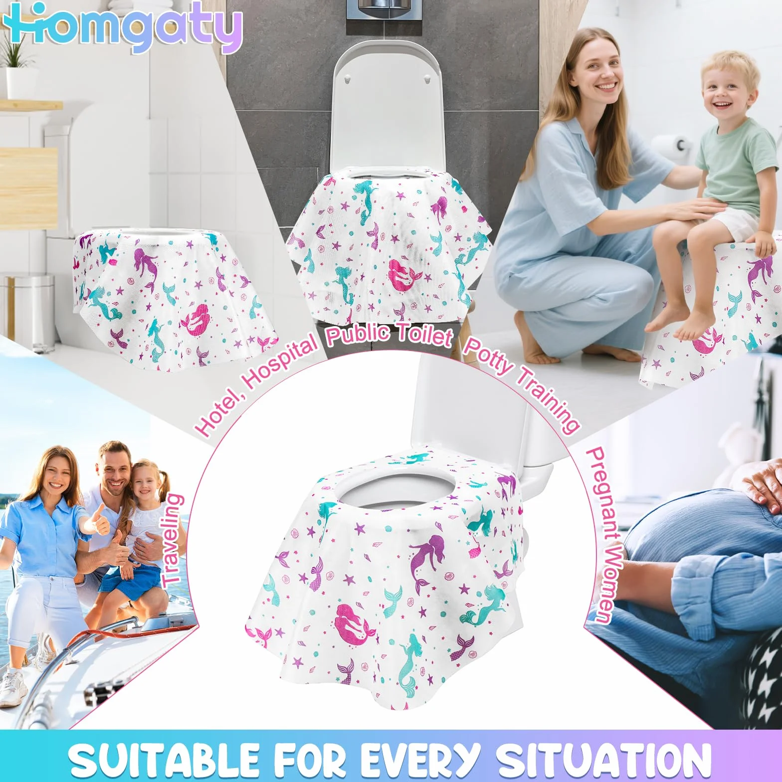 Copriwater Monouso XL 20 Pezzi per Bambini, Sovradimensionato per WC, Ospedale, Ufficio