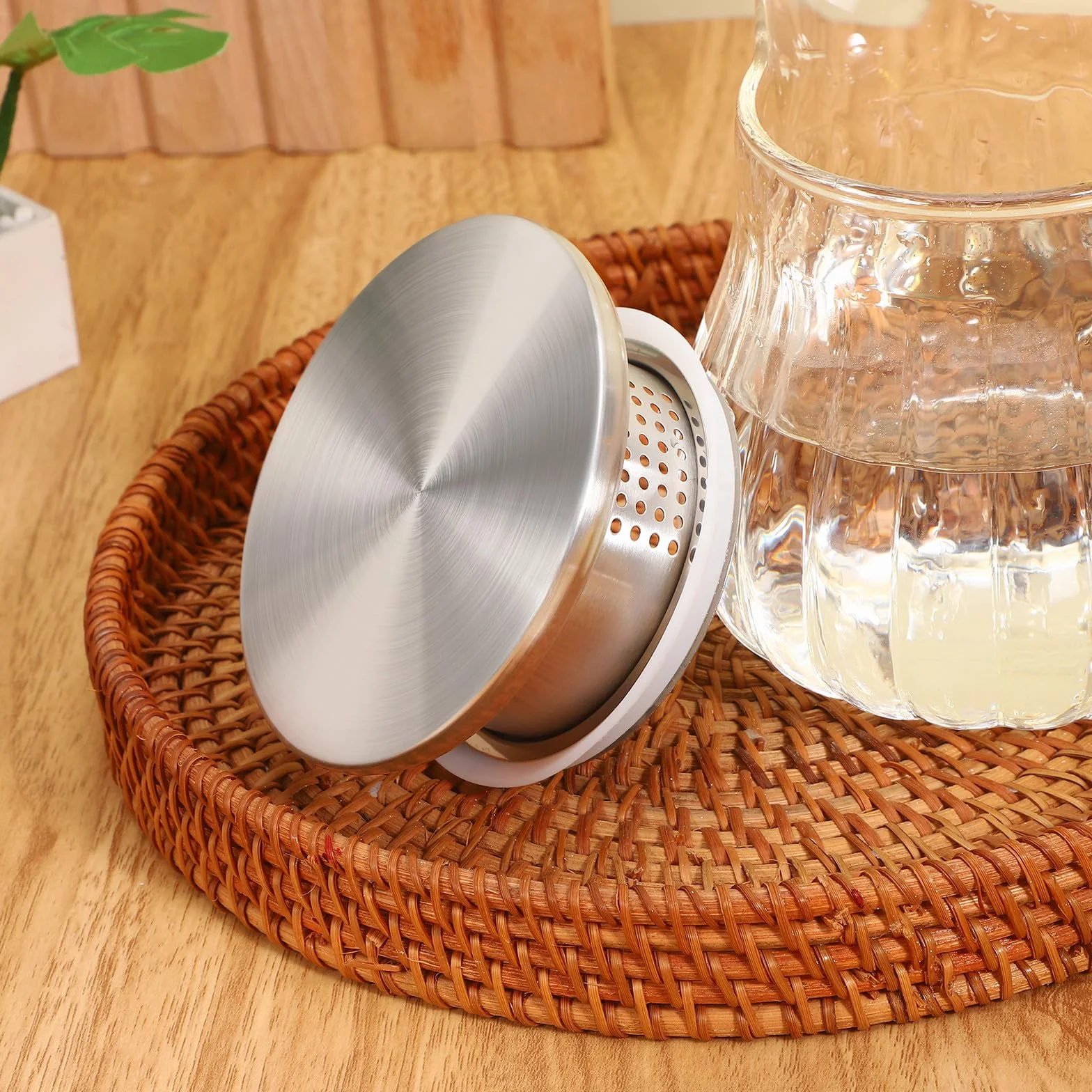 Coperchio di Ricambio per Brocca d'Acqua Resistente all'Usura, Doppio Beccuccio Versatore in Acciaio Inox, Adatto a Brocche di Vetro per Cucina e Bar