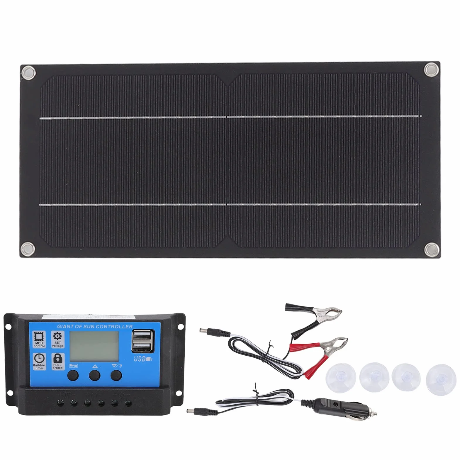 Kit Pannello Solare in Silicio Monocristallino da 600 W 18 V, Kit di Ricarica Batteria Controller Caricabatterie 12 V 24 V 100 A, per Agricoltura All'aperto