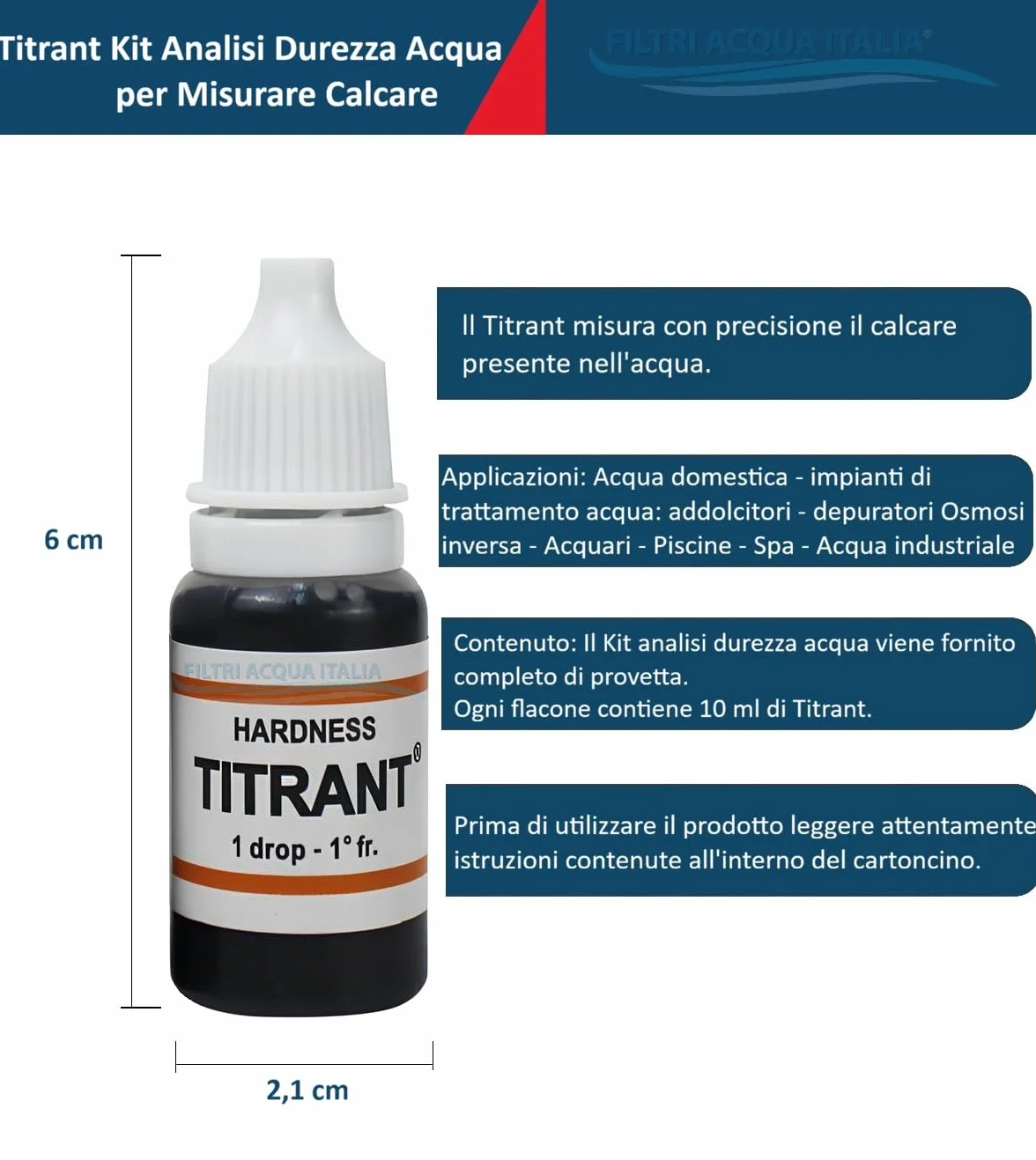 Titrant Kit Analisi Durezza Acqua Gradi Francesi 2 Pezzi