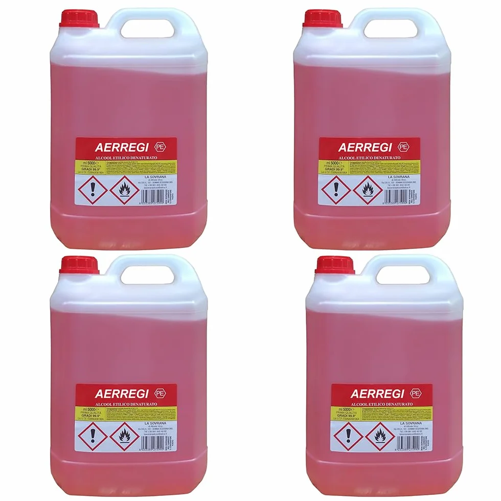 Alcool Etilico Denaturato 90° 5 Litri Set 4 Pezzi