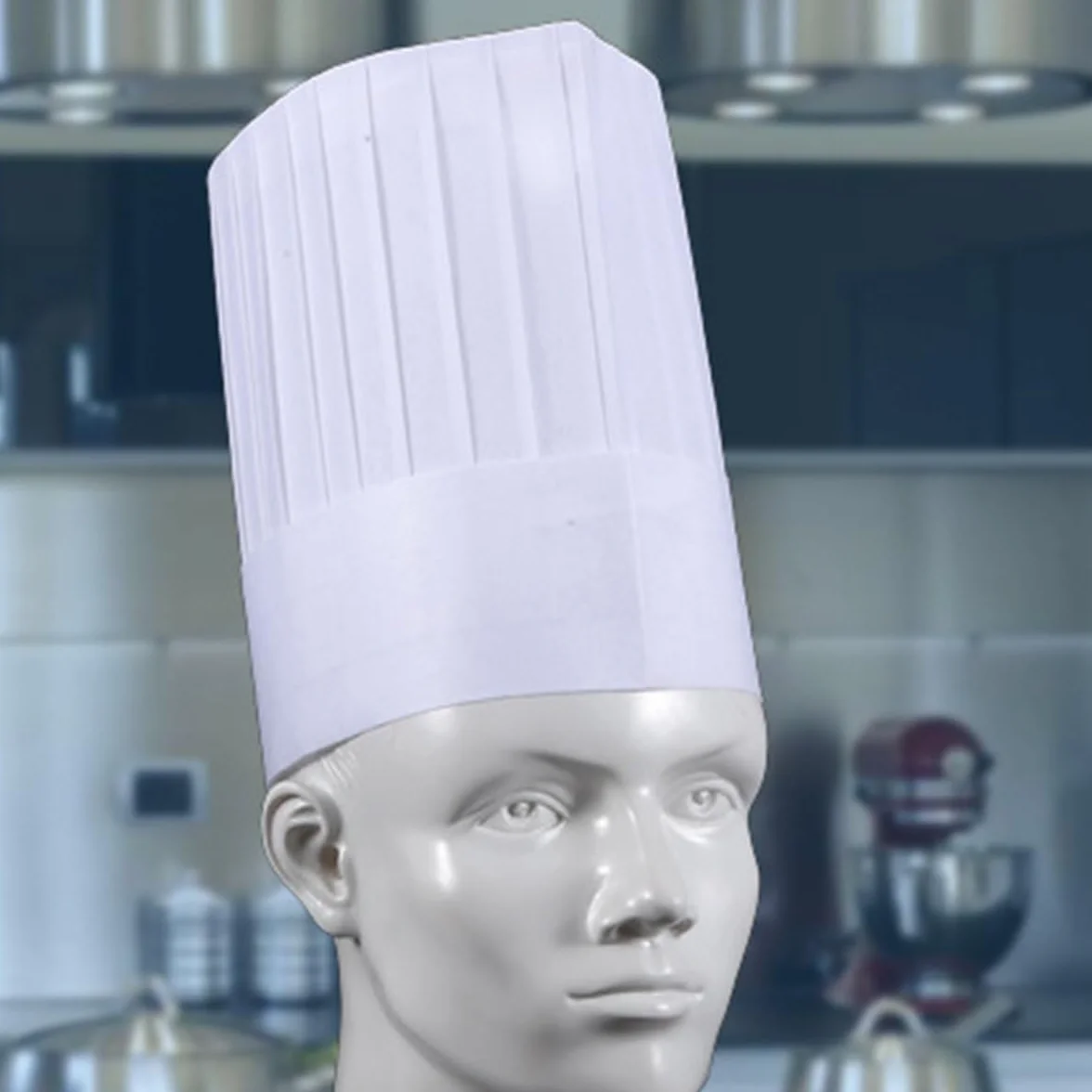 Set di Cappelli da Cuoco One-Time in Tessuto Non Tessuto Regolabili 20 Pezzi Bianco