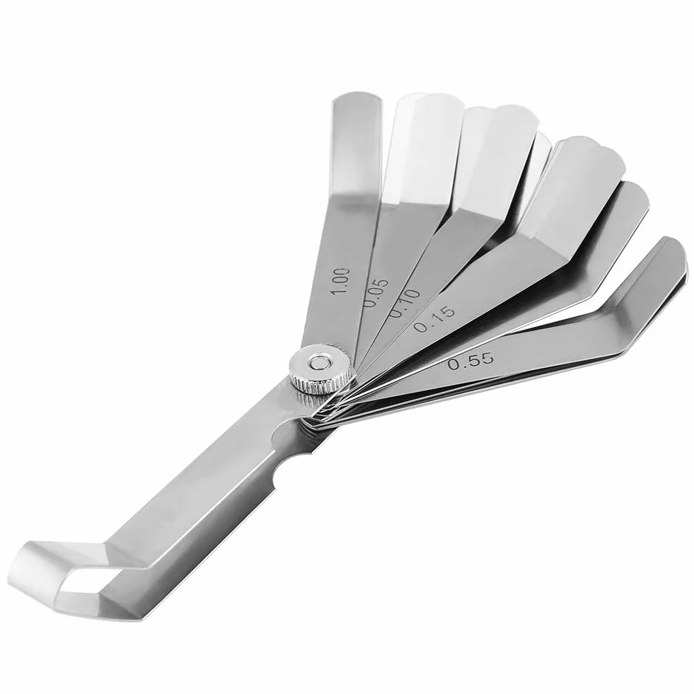 Misuratore di Spessimetro Curvo 16 Lamine 0,05-1,00 mm Strumento per Saldatura Acciaio Inossidabile