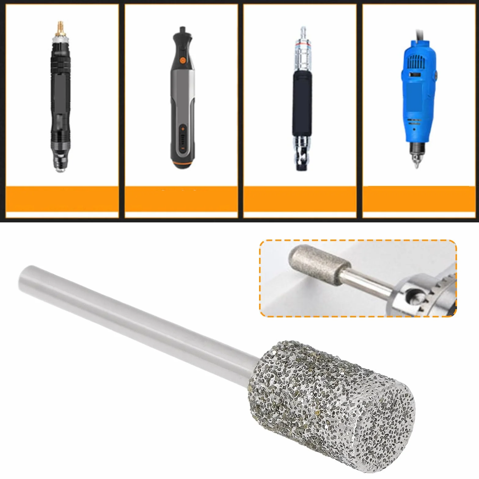 24 Punte Diamantate Da 1/8 Di Pollice Compatibile con Dre-Mel Per Incisione Lucidatura E Rettifica (10 Mm 8 Mm 6 Mm 5 Mm 4 Mm 3 Mm)