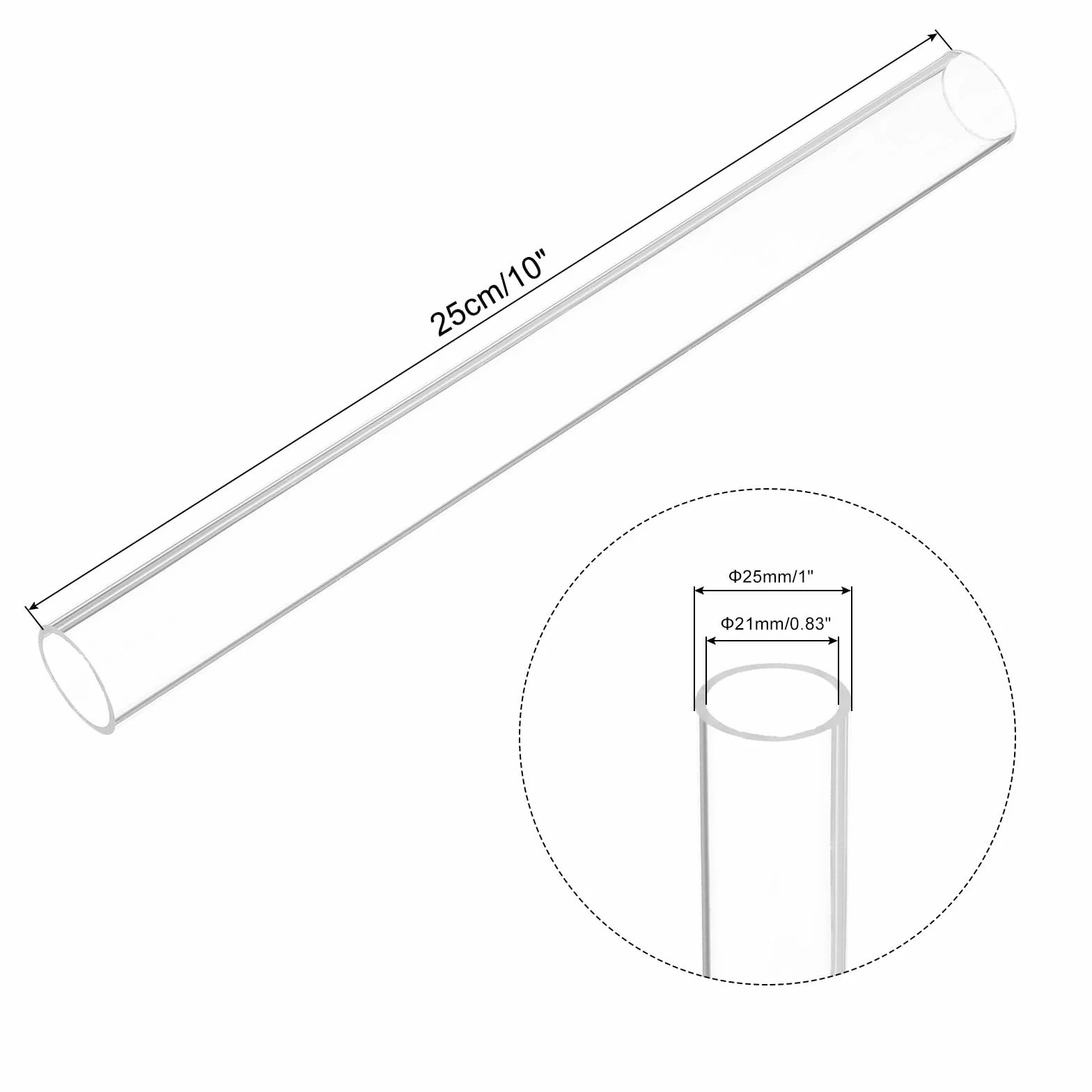 Tubi in PVC trasparente diametro 21 mm 25 mm lunghezza 250 mm per lampade da terra