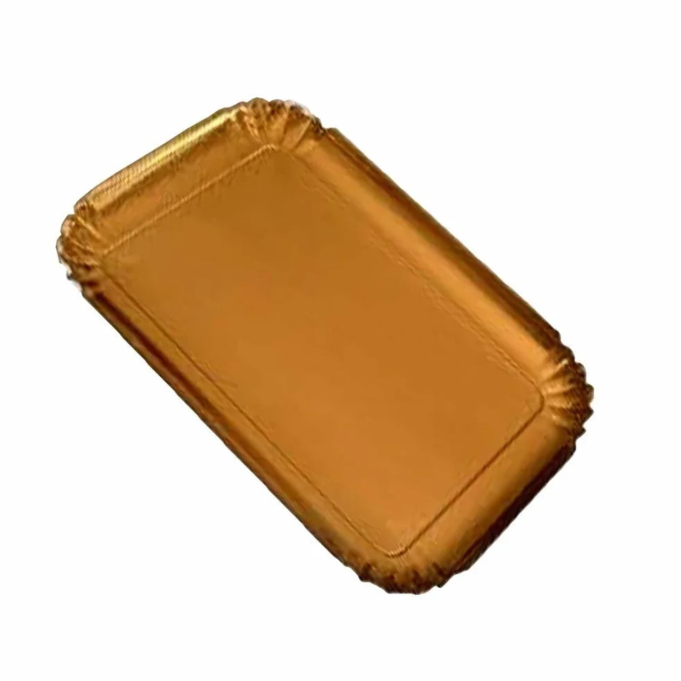 Brio PZ 100 Vassoio in Carta Color Oro CM 17 X 25 per Dolci Tray Gold Paper in Cartone Alimentare
